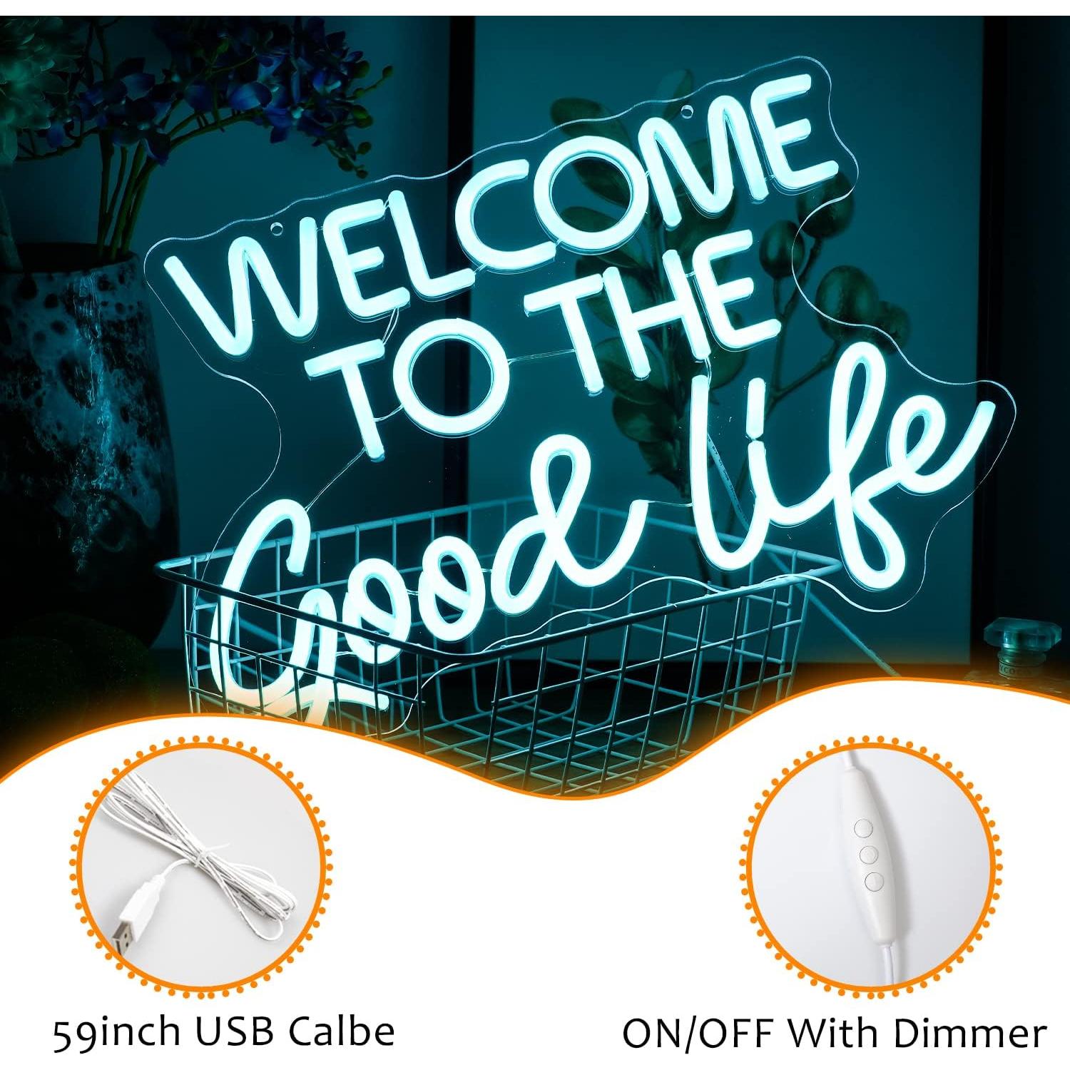 Letrero de Neón Bienvenido a la Buena Vida LISIGNVE 41.91x27.94cm