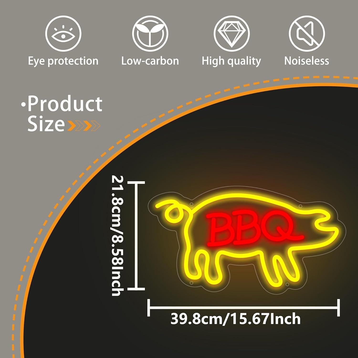 Cartel de Neón BBQ LED Moneter 42.5x26.4cm Decoración