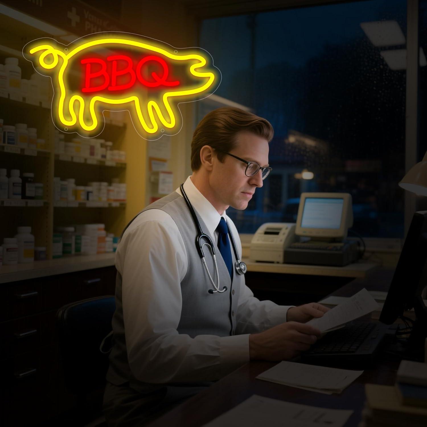 Cartel de Neón BBQ LED Moneter 42.5x26.4cm Decoración