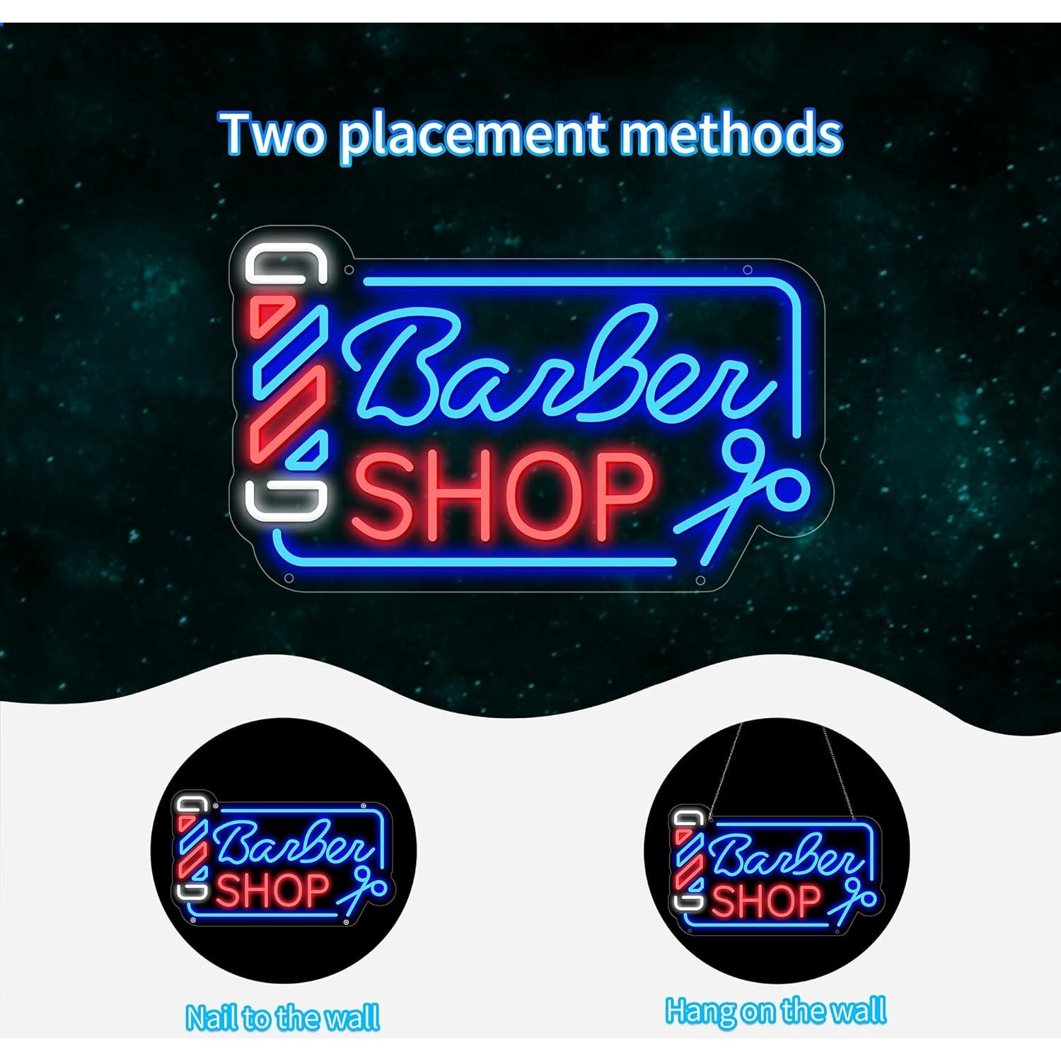 Cartel de Neón LED Barber Shop Moneter 42.2 x 24.9 cm