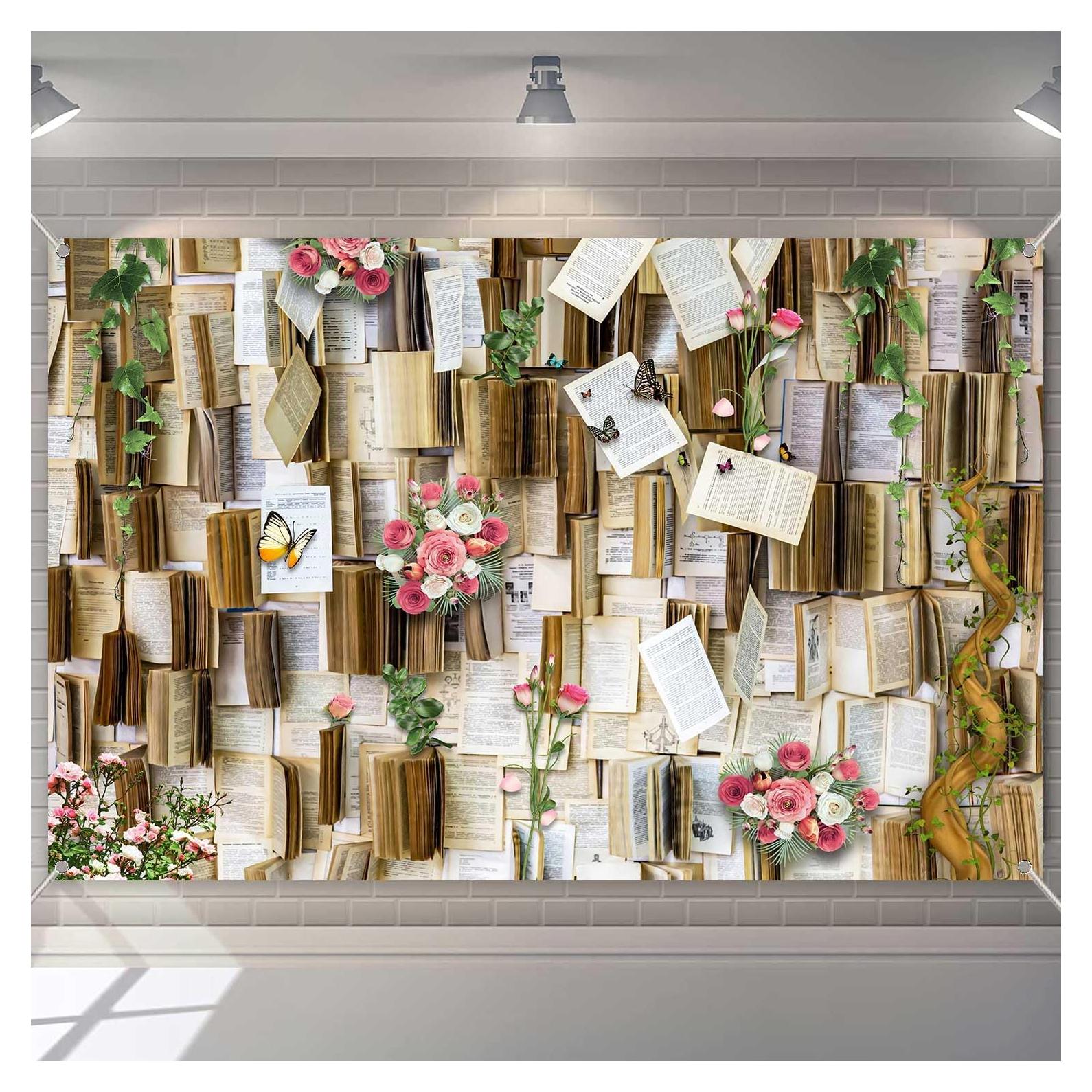 Fondo de Fotografía de Libros Rosa 183x112 cm KUHBDJ166