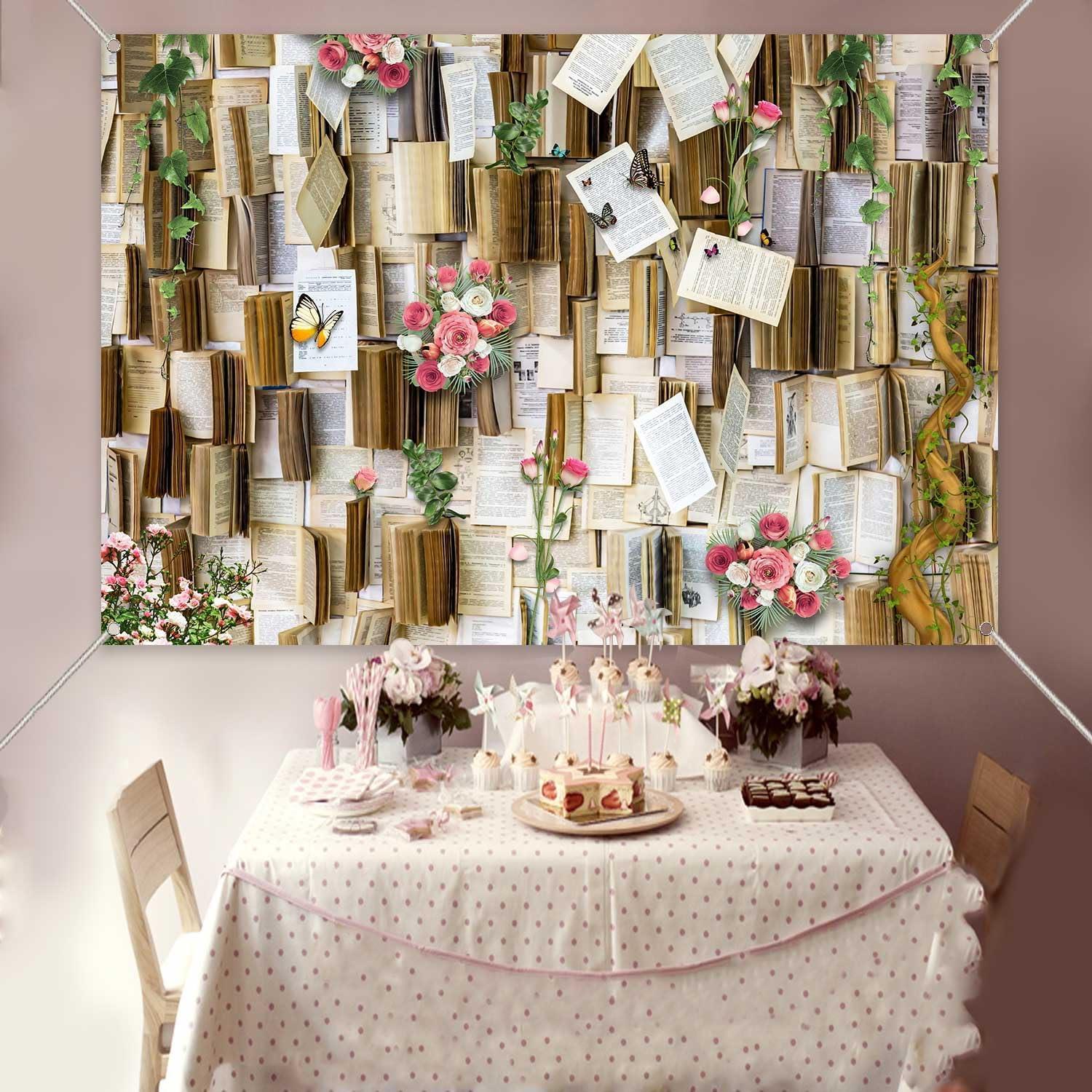 Fondo de Fotografía de Libros Rosa 183x112 cm KUHBDJ166