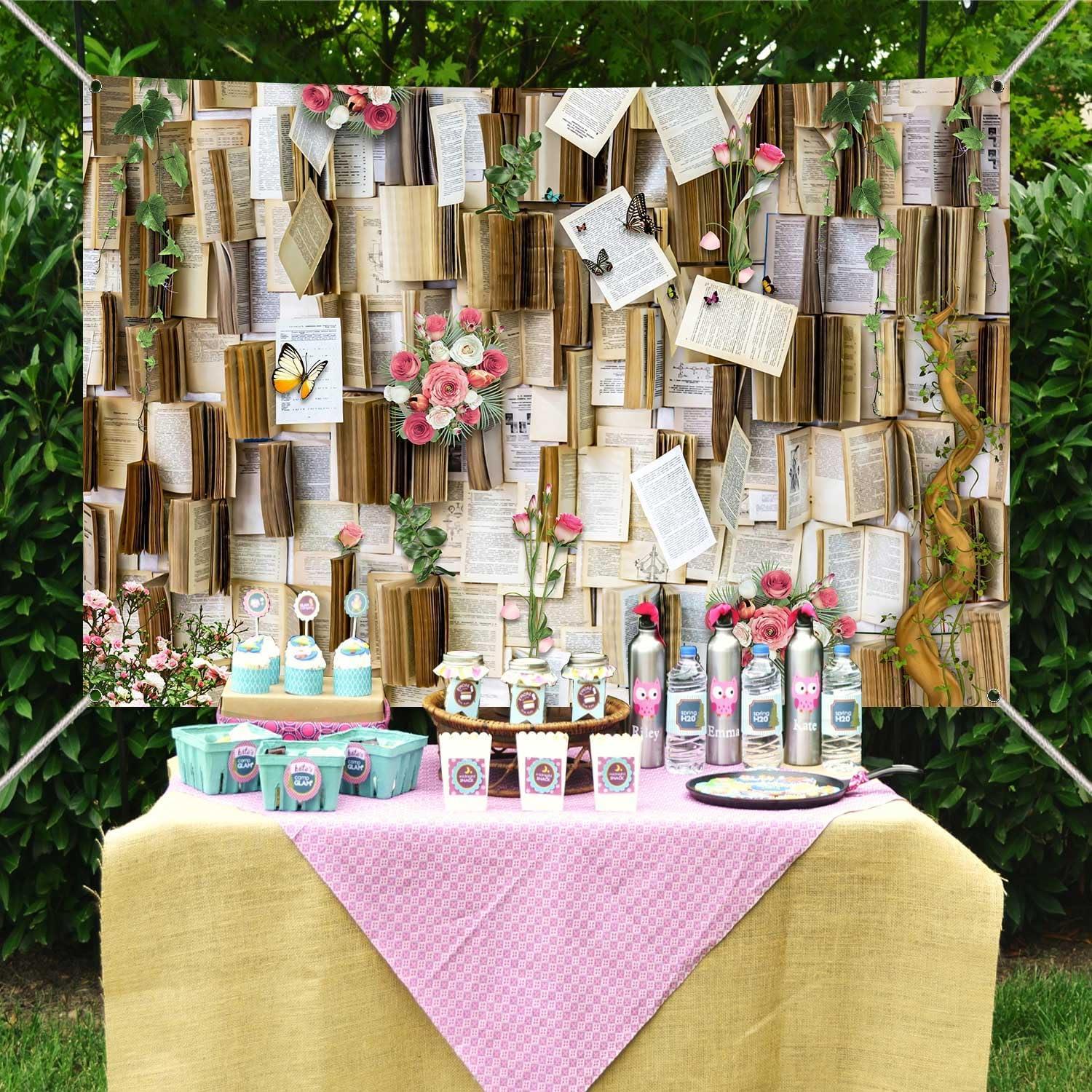 Fondo de Fotografía de Libros Rosa 183x112 cm KUHBDJ166