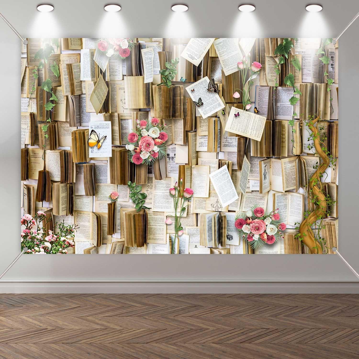 Fondo de Fotografía de Libros Rosa 183x112 cm KUHBDJ166