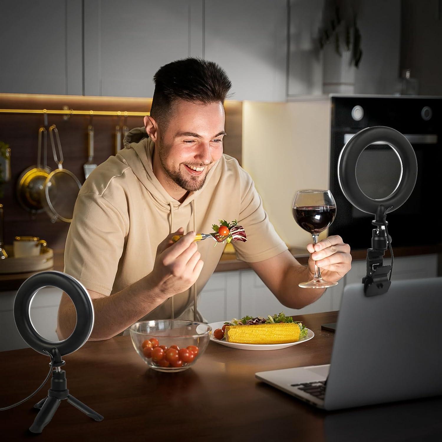 Luz de Anillo Evershop 2 Paquetes con Soporte y Clip USB