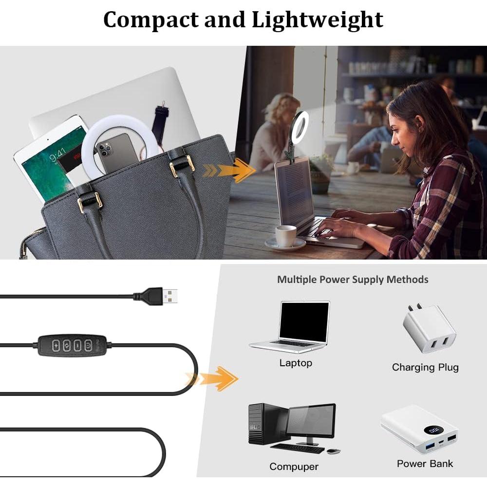 Luz de Anillo Evershop 2 Paquetes con Soporte y Clip USB