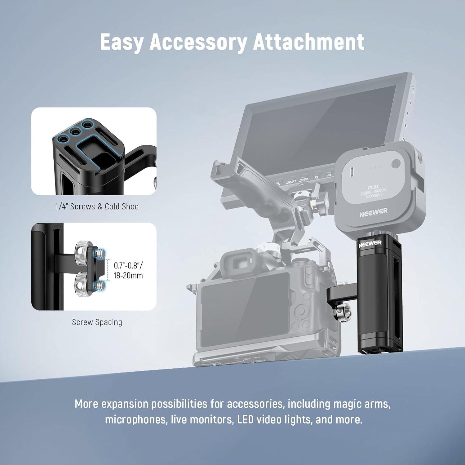 Mango Lateral NEEWER CA022H para Jaula de Cámara DSLR