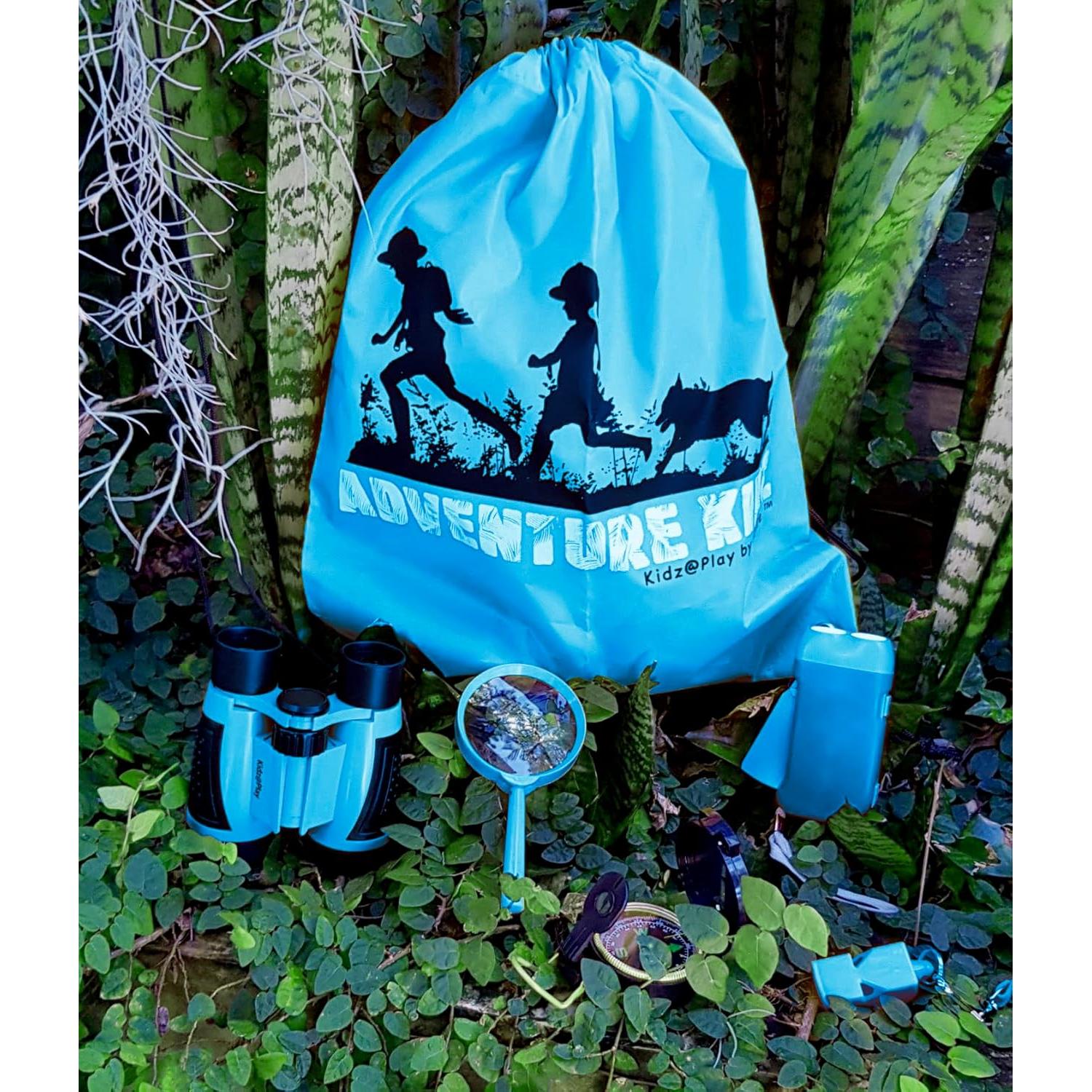 Kit de Exploración al Aire Libre Adventure Kidz - Binoculares, Linterna, Brújula, Lupa, Mochila