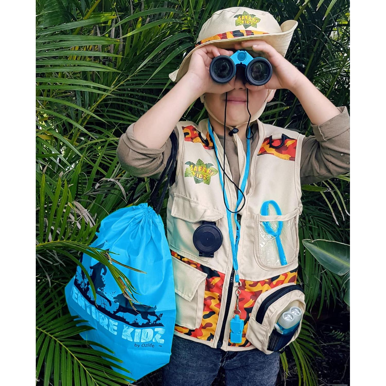 Kit de Exploración al Aire Libre Adventure Kidz - Binoculares, Linterna, Brújula, Lupa, Mochila