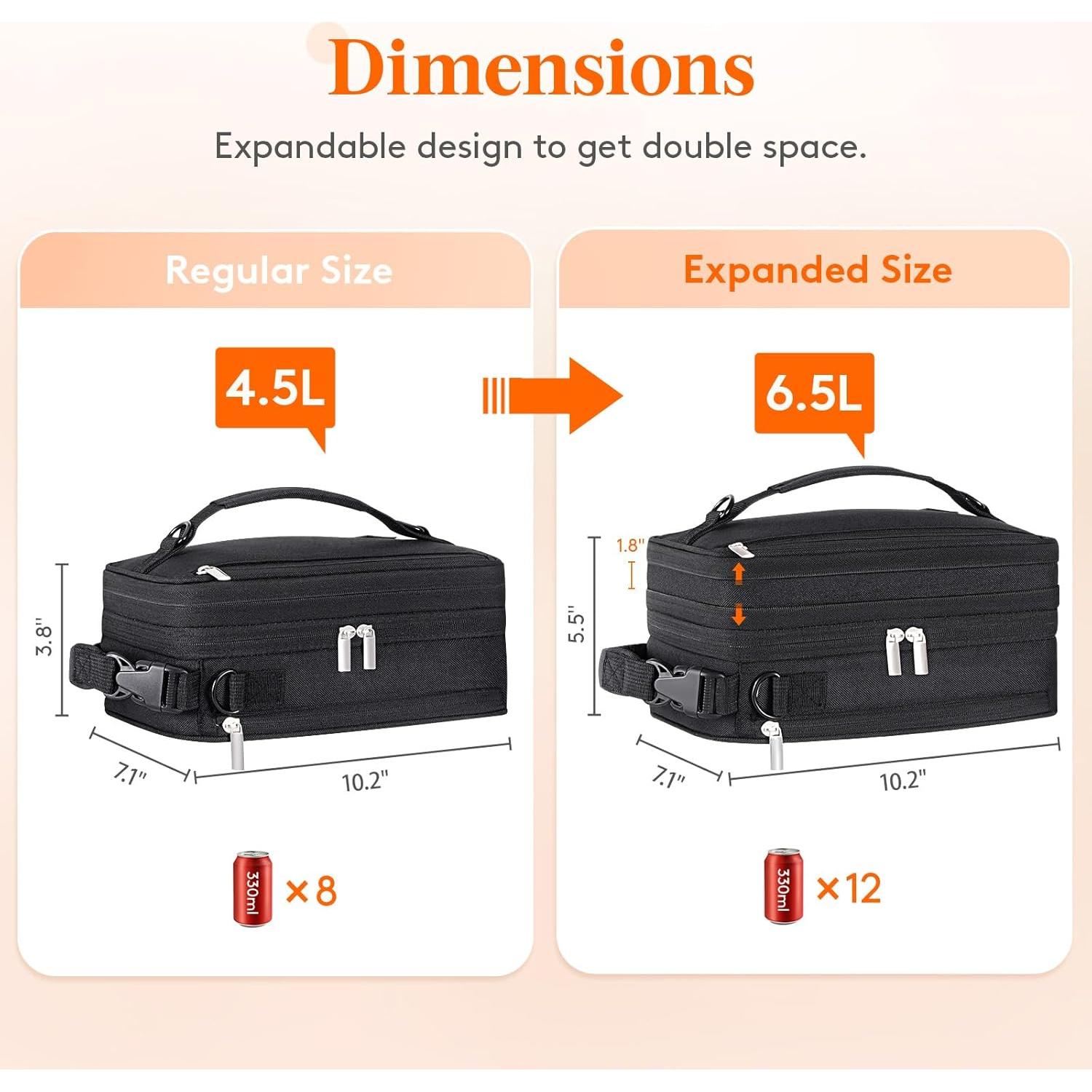 Bolsa de Almuerzo Aislada Lifewit Expandible 6.5L Negra