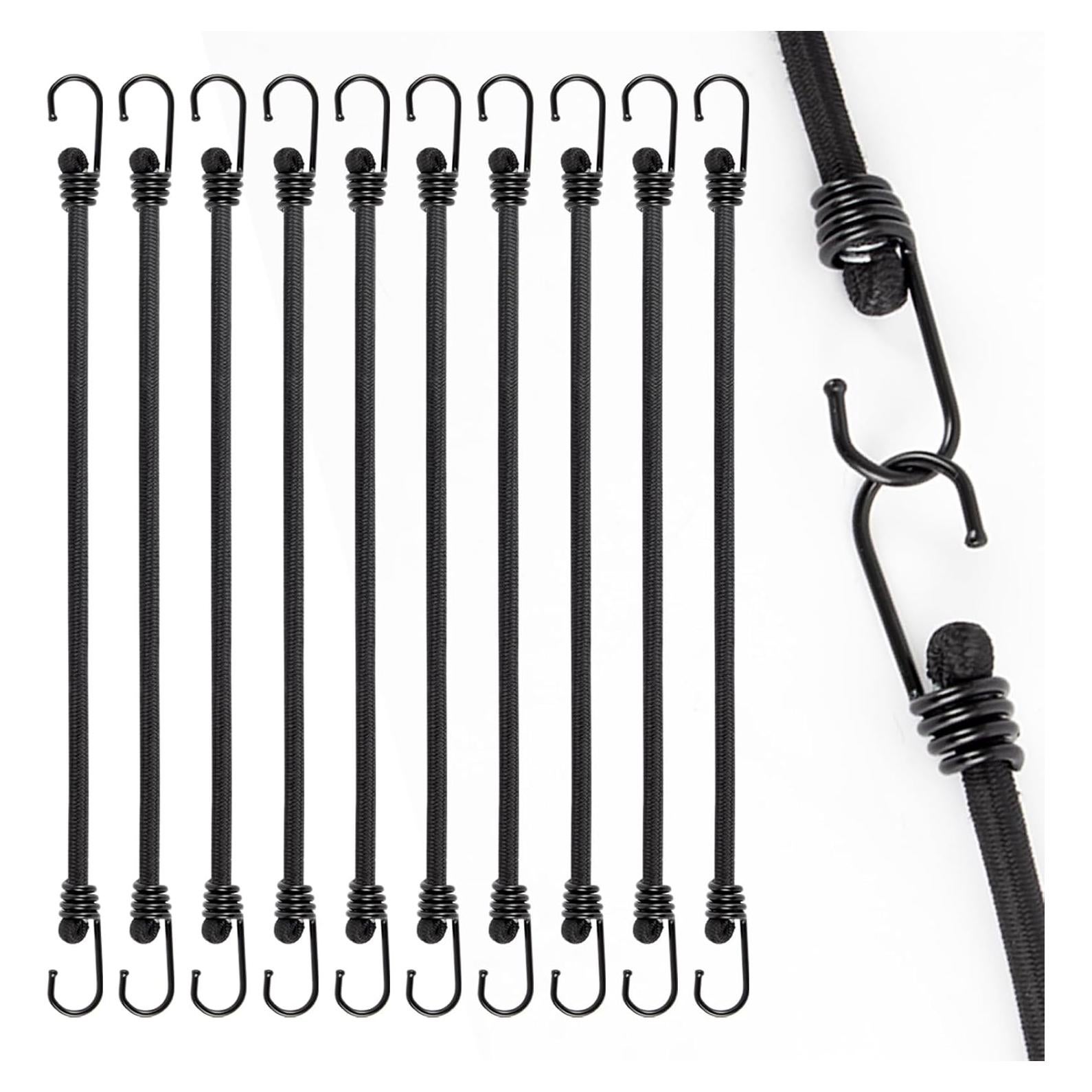 Cuerdas elásticas Kinzomor 30 cm con ganchos - Paquete de 10