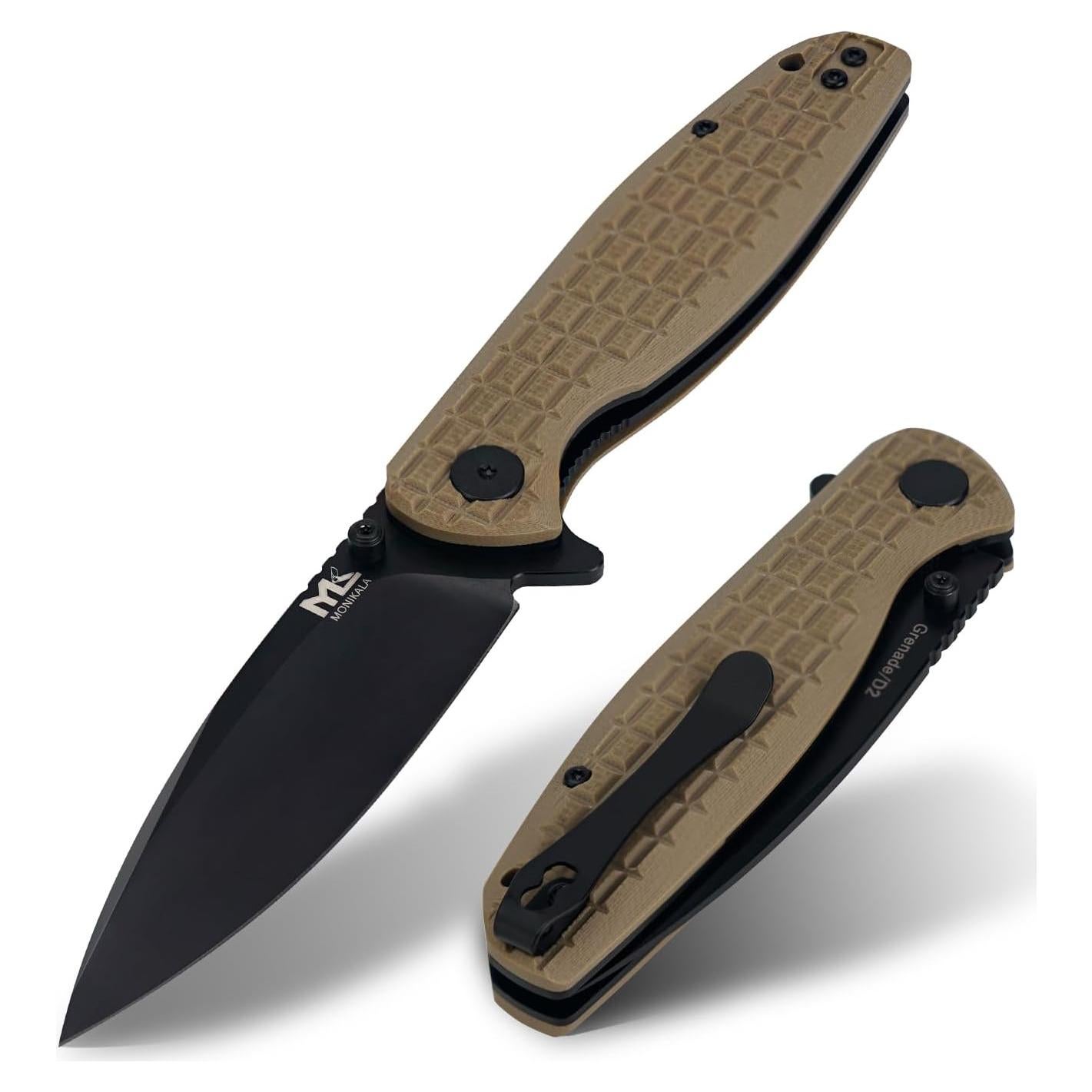 Cuchillo Plegable Monikala 20.5 cm Acero D2 Mango G10 Marrón