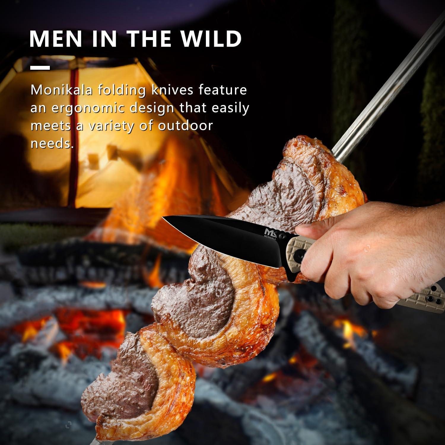 Cuchillo Plegable Monikala 20.5 cm Acero D2 Mango G10 Marrón