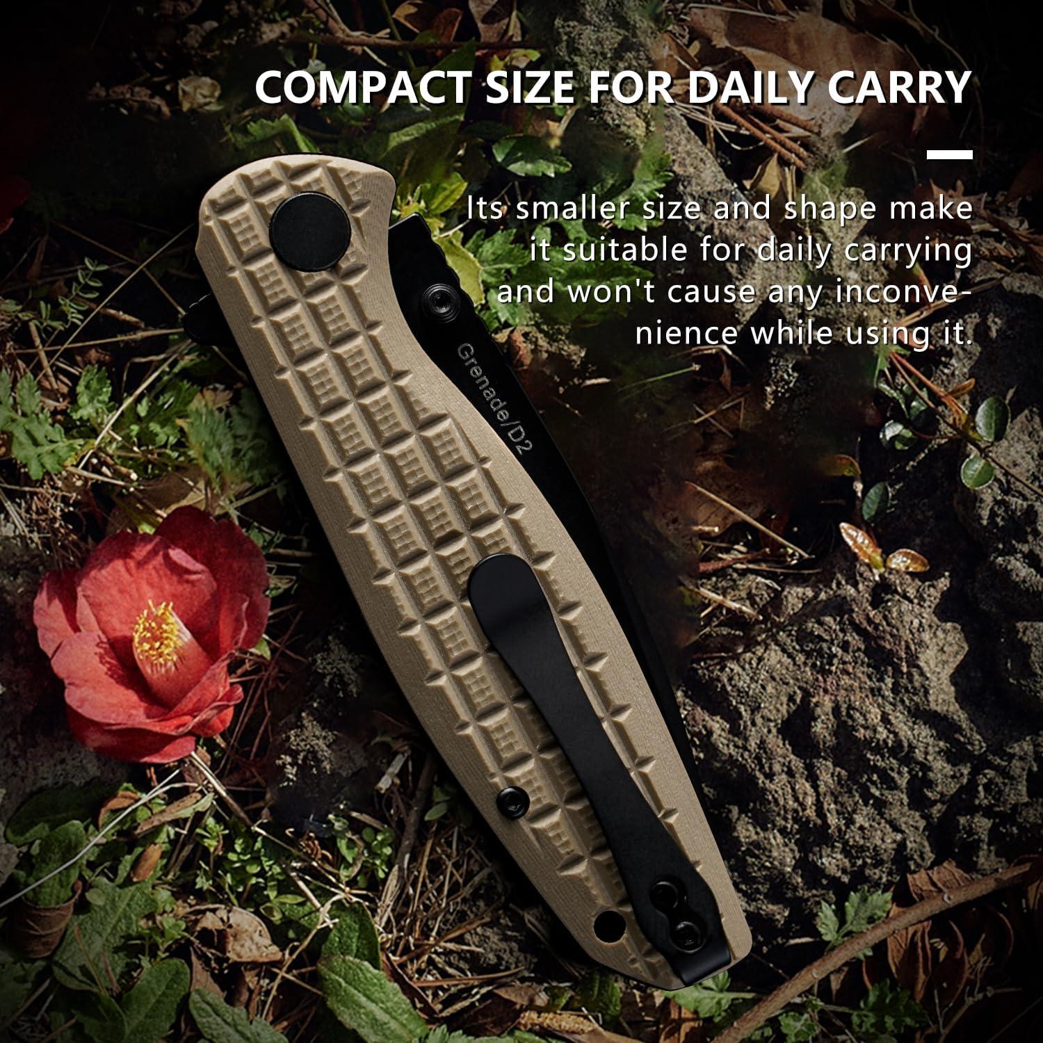 Cuchillo Plegable Monikala 20.5 cm Acero D2 Mango G10 Marrón