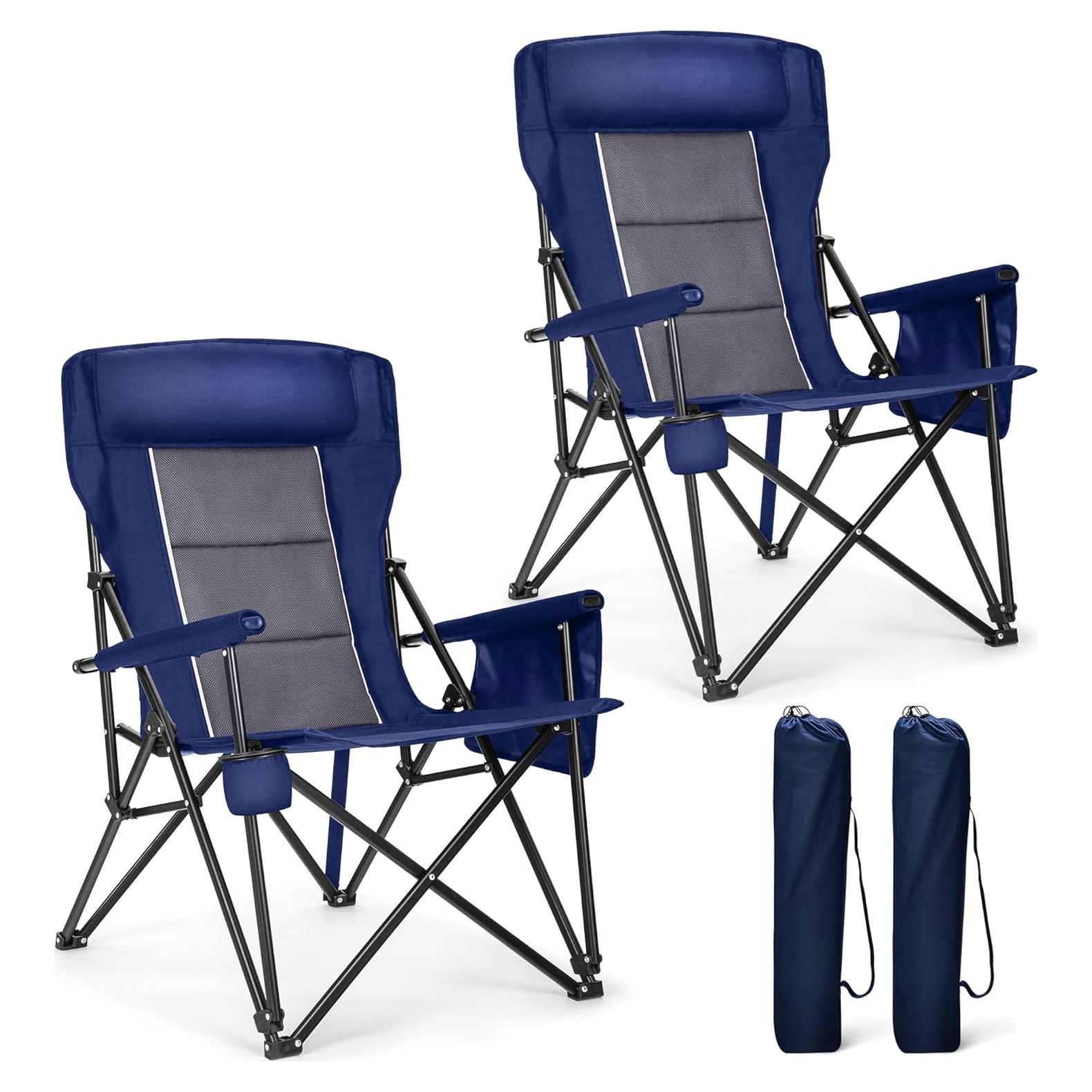 Sillas de Camping Plegables ALPHA CAMP 2 Unidades Respaldo Alto