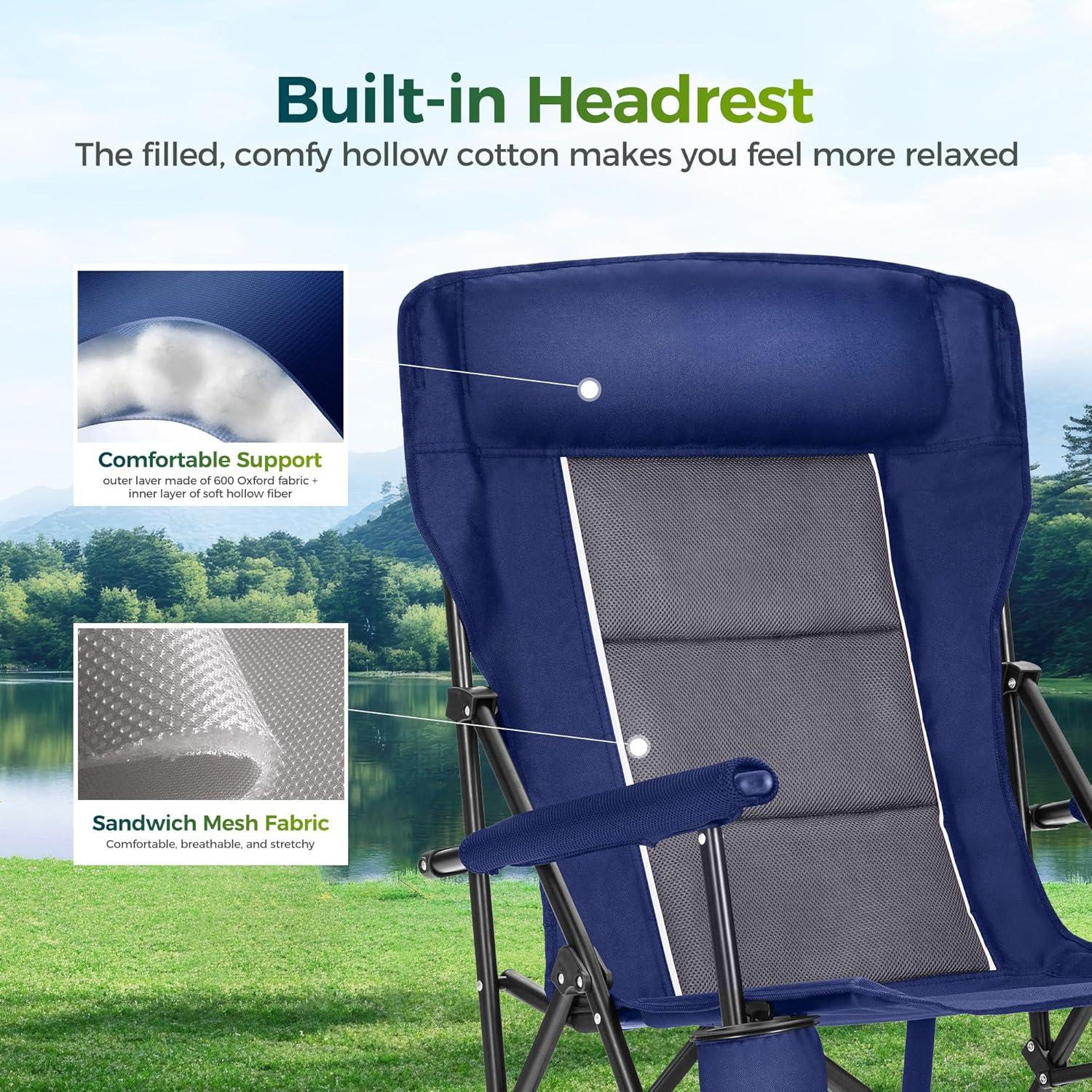 Sillas de Camping Plegables ALPHA CAMP 2 Unidades Respaldo Alto