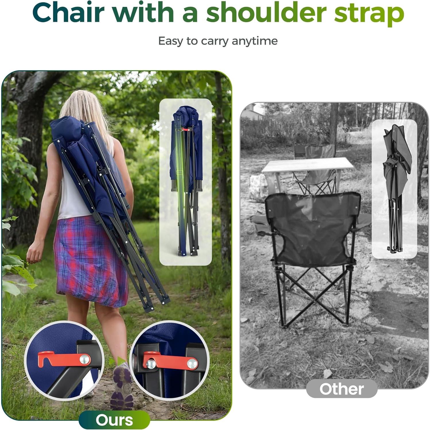 Sillas de Camping Plegables ALPHA CAMP 2 Unidades Respaldo Alto