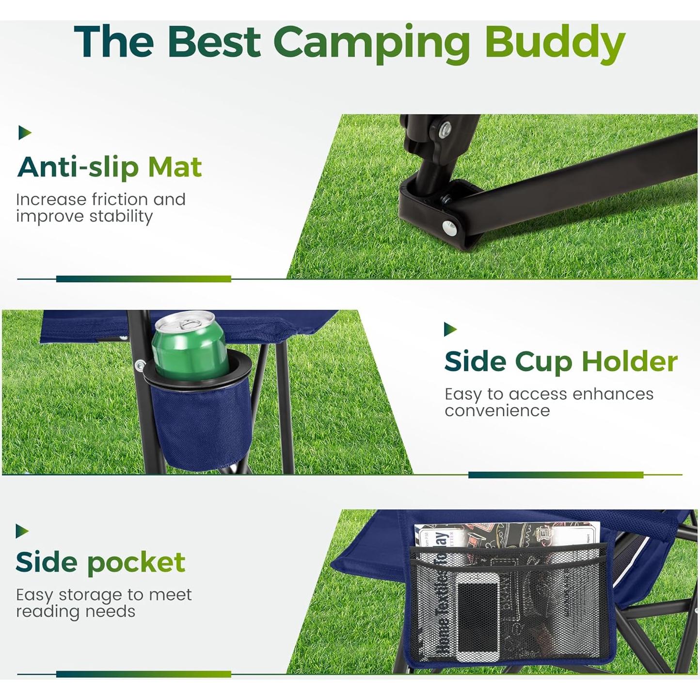 Sillas de Camping Plegables ALPHA CAMP 2 Unidades Respaldo Alto