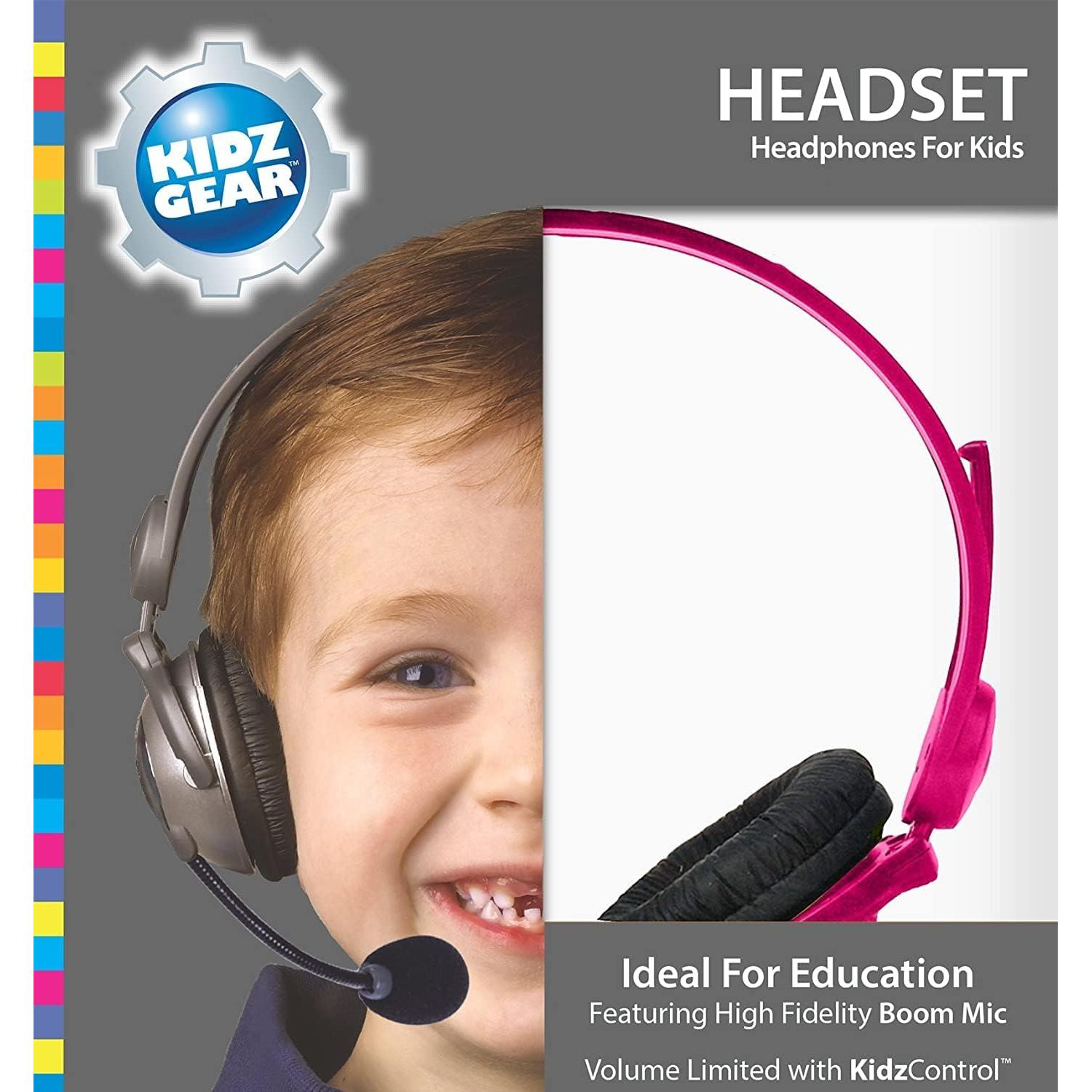 Auriculares Kidz Gear Rosa con Micrófono Boom y Límite de Volumen