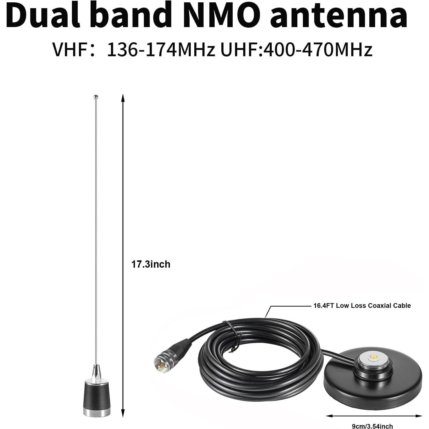 Antena de Montaje Magnético NMO Eifagur 2m 70cm UHF VHF