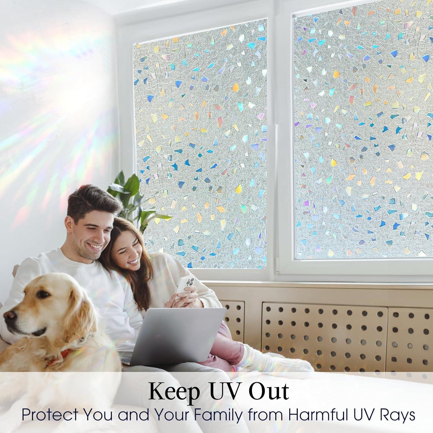 Película de Privacidad Coavas 3D Arcoíris 60x200 cm Vinilo