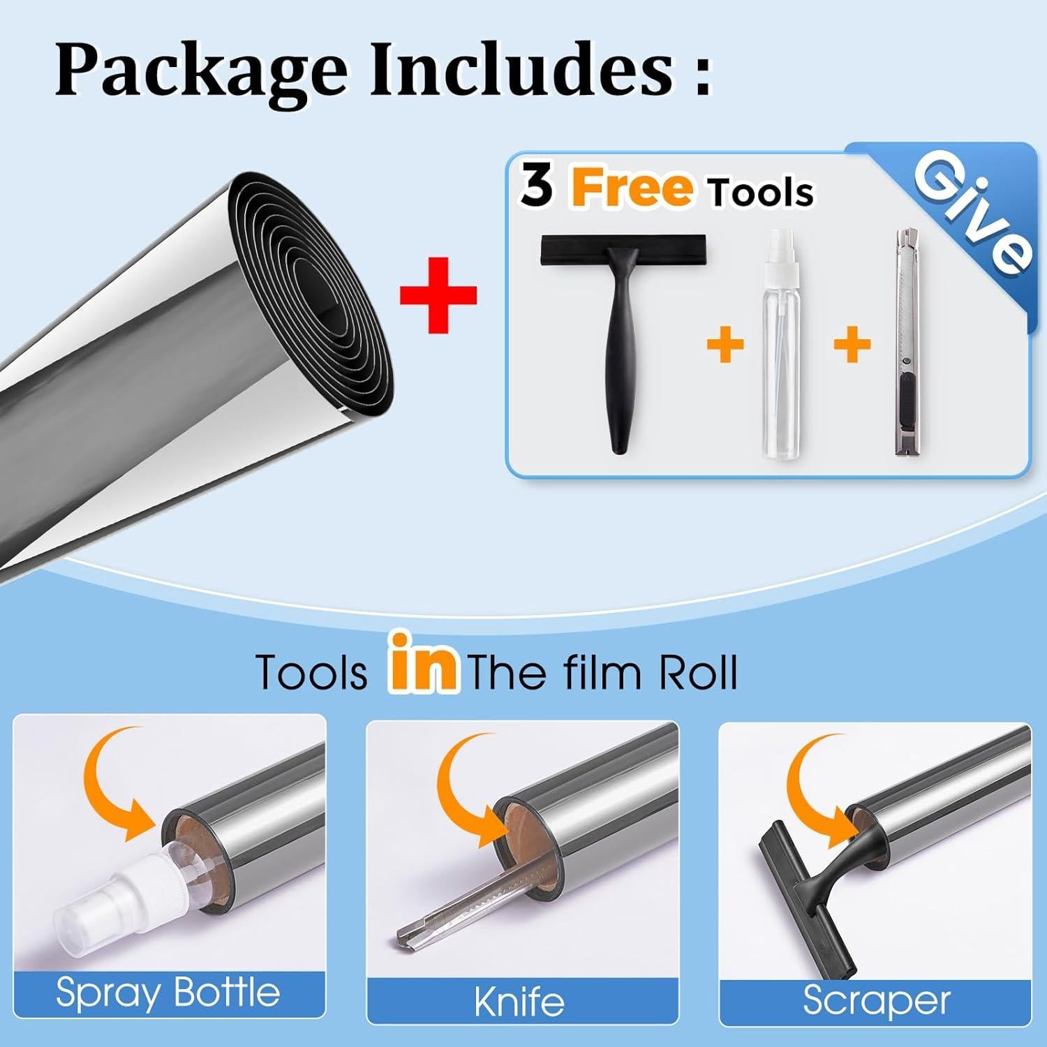 Película Reflectante Coavas 44.5x400.1cm, Bloqueo UV y Calor