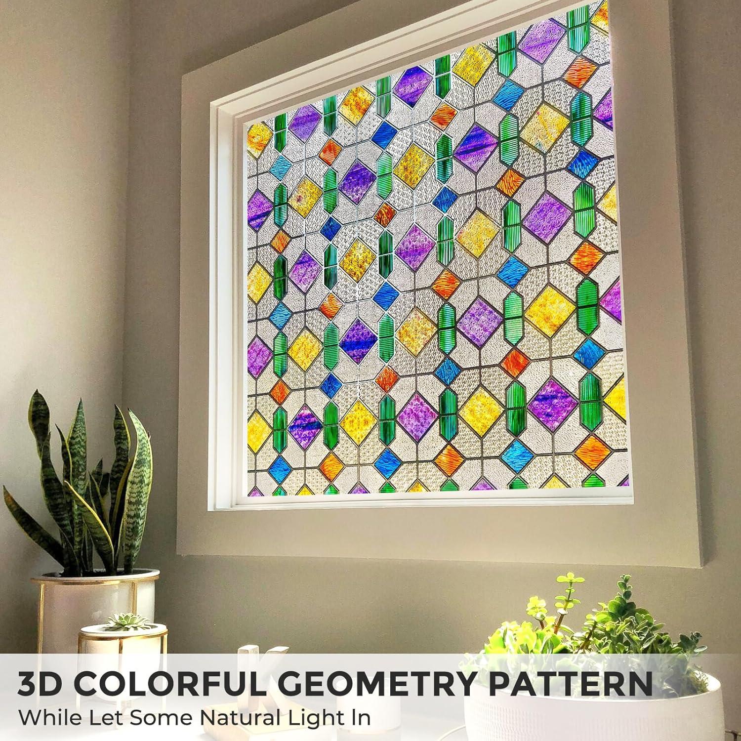 Película de Privacidad para Ventanas Coavas 44.5x100.1cm 3D Arcoíris