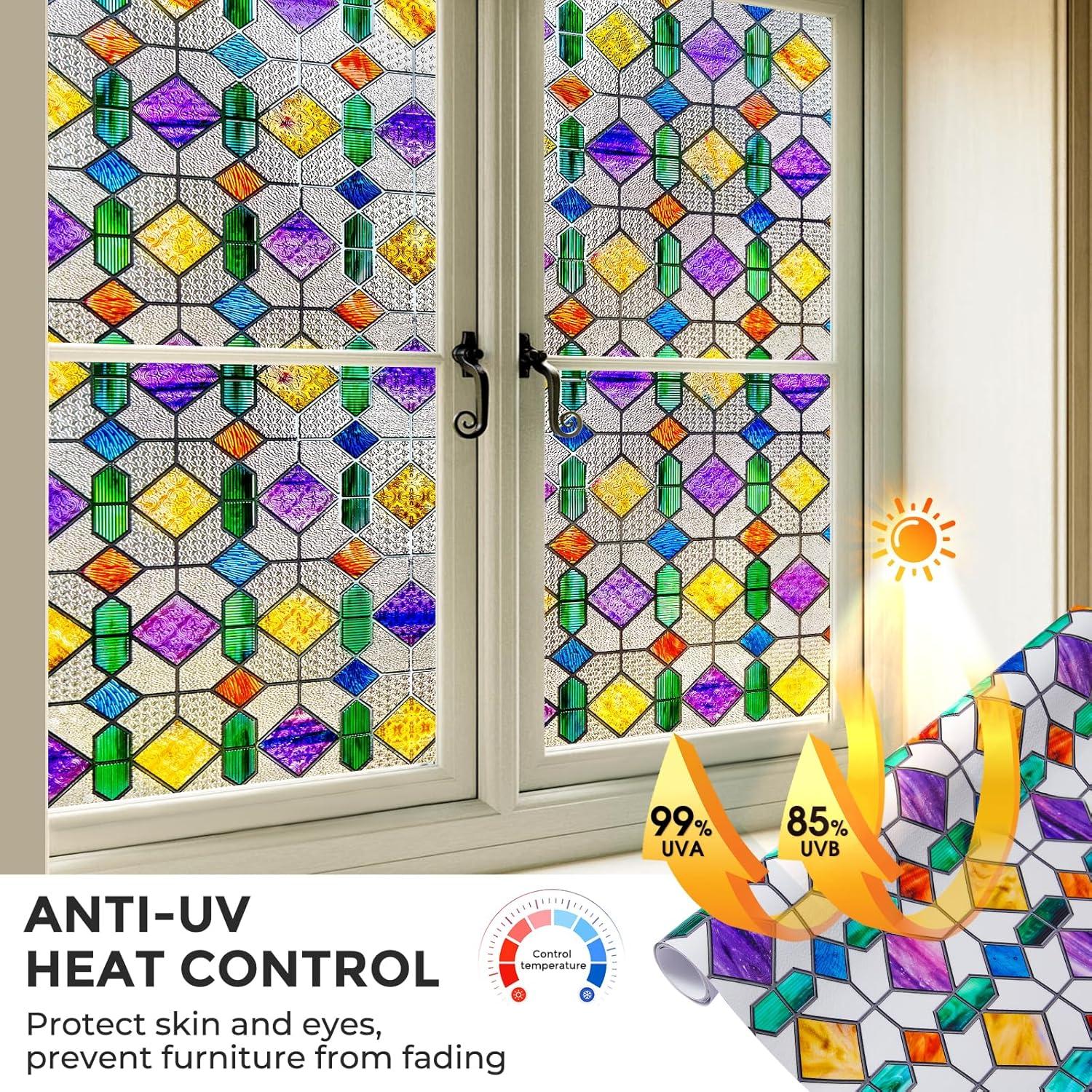 Película de Privacidad para Ventanas Coavas 44.5x100.1cm 3D Arcoíris