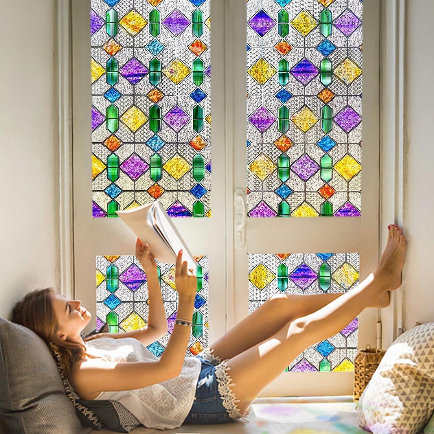 Película de Privacidad para Ventanas Coavas 44.5x100.1cm 3D Arcoíris