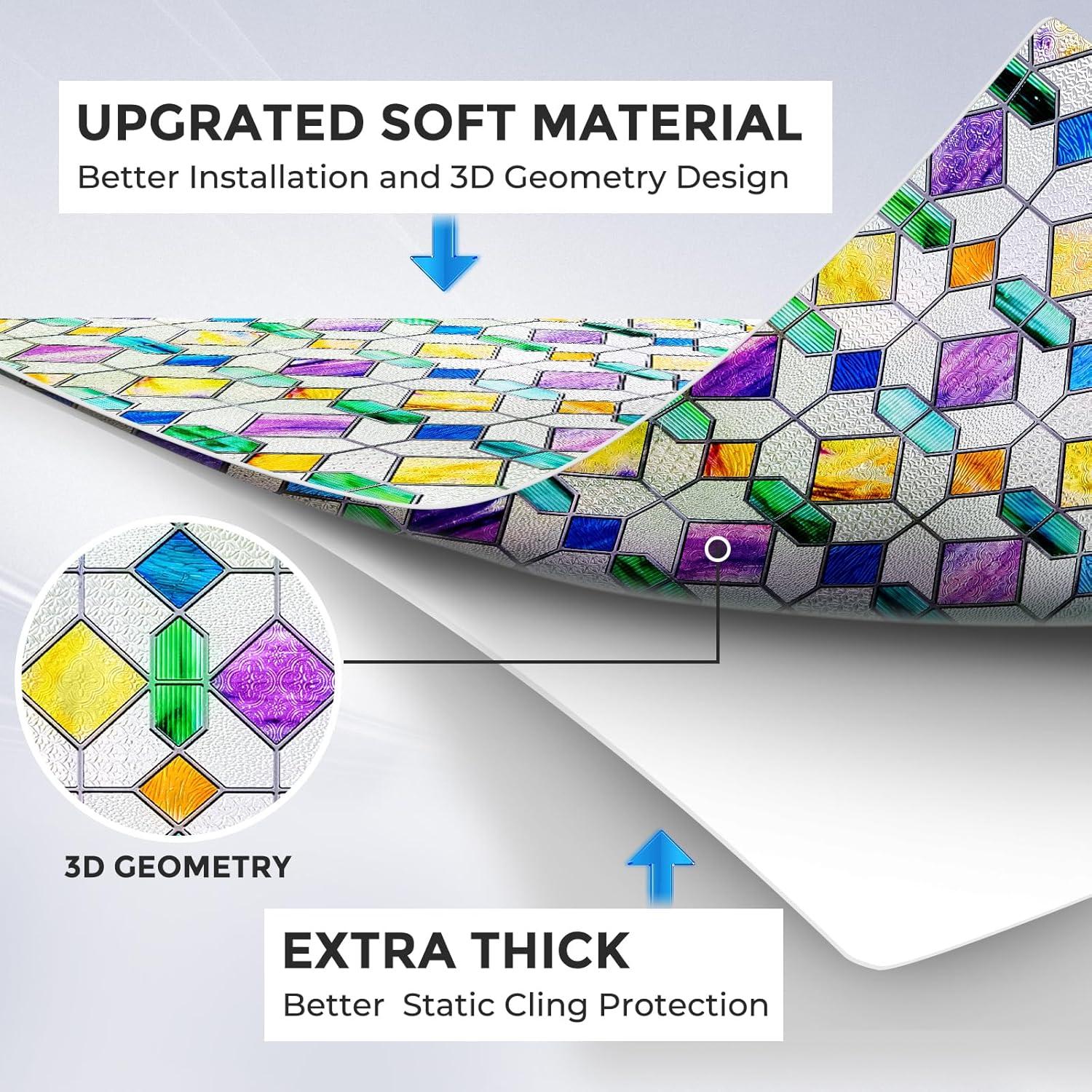 Película de Privacidad para Ventanas Coavas 44.5x100.1cm 3D Arcoíris