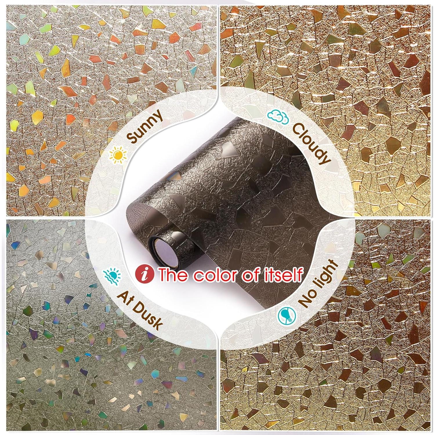 Película de Privacidad Coavas 3D Arcoíris 44.5x199.8cm Vinilo