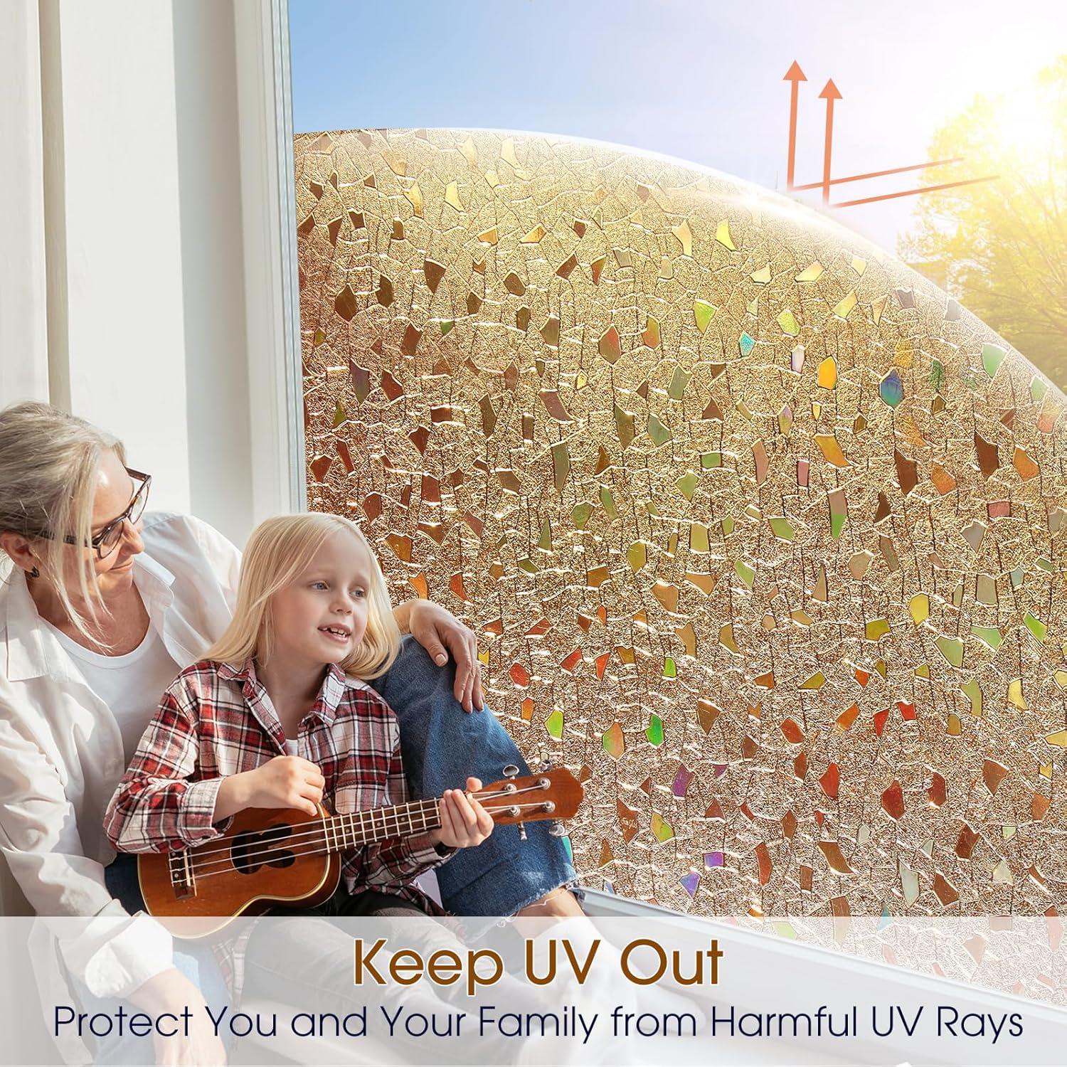 Película de Privacidad Coavas 3D Arcoíris 44.5x199.8cm Vinilo