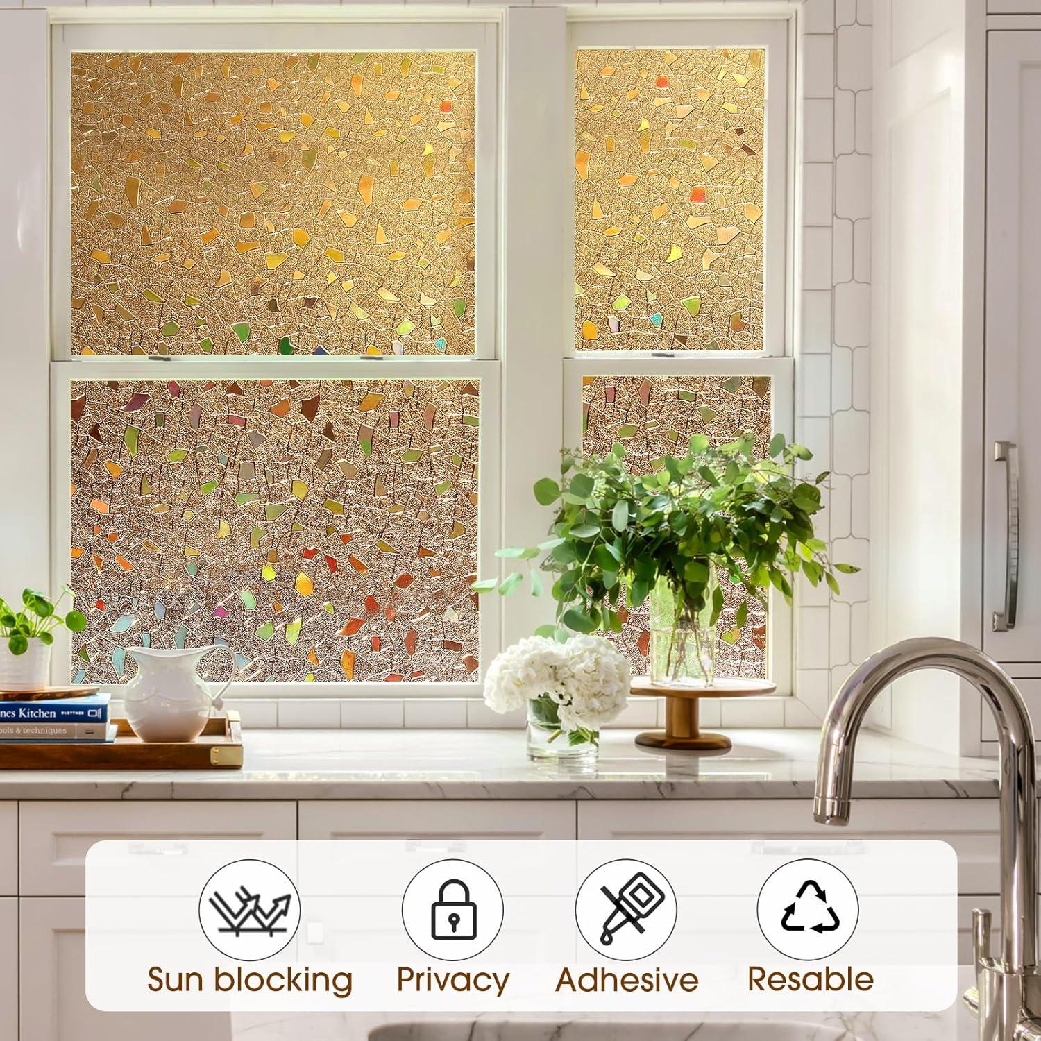 Película de Privacidad Coavas 3D Arcoíris 44.5x199.8cm Vinilo