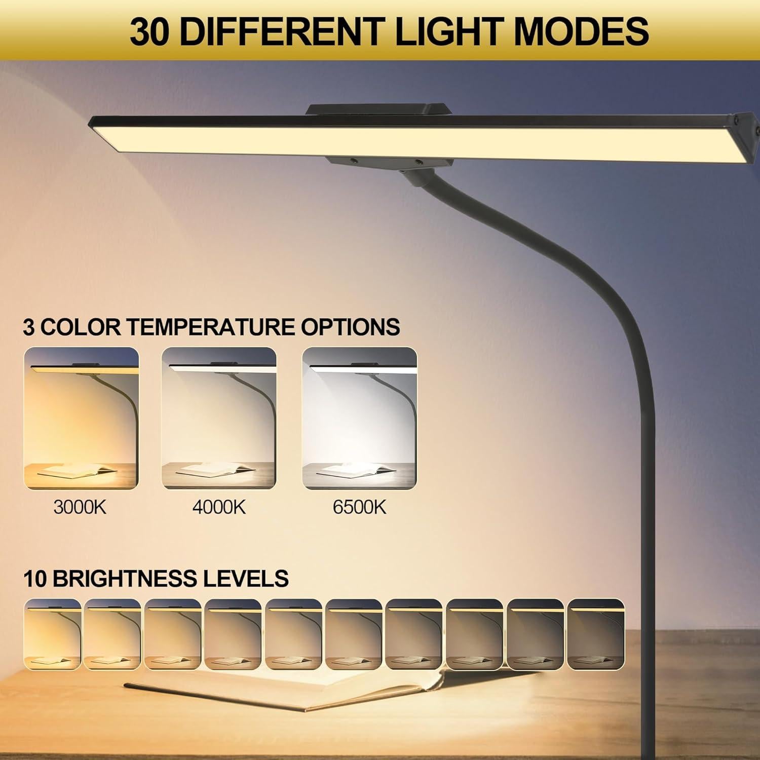 Lámpara de Escritorio LED LITREN 40 cm con 3 Modos y 10 Brillos