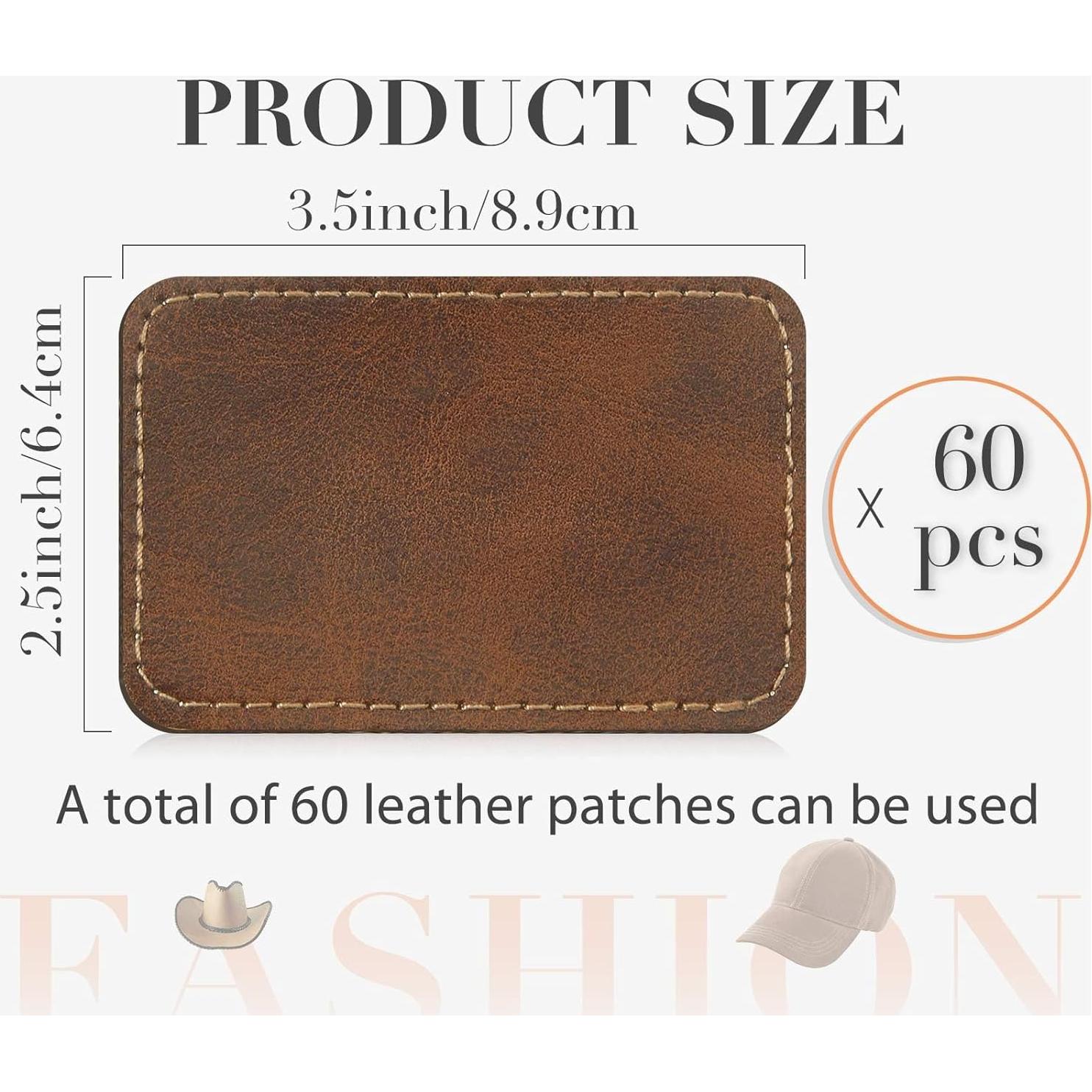 Dunzy 60 Pcs Parches de Cuero Sintético Adhesivos 8.9x6.4cm