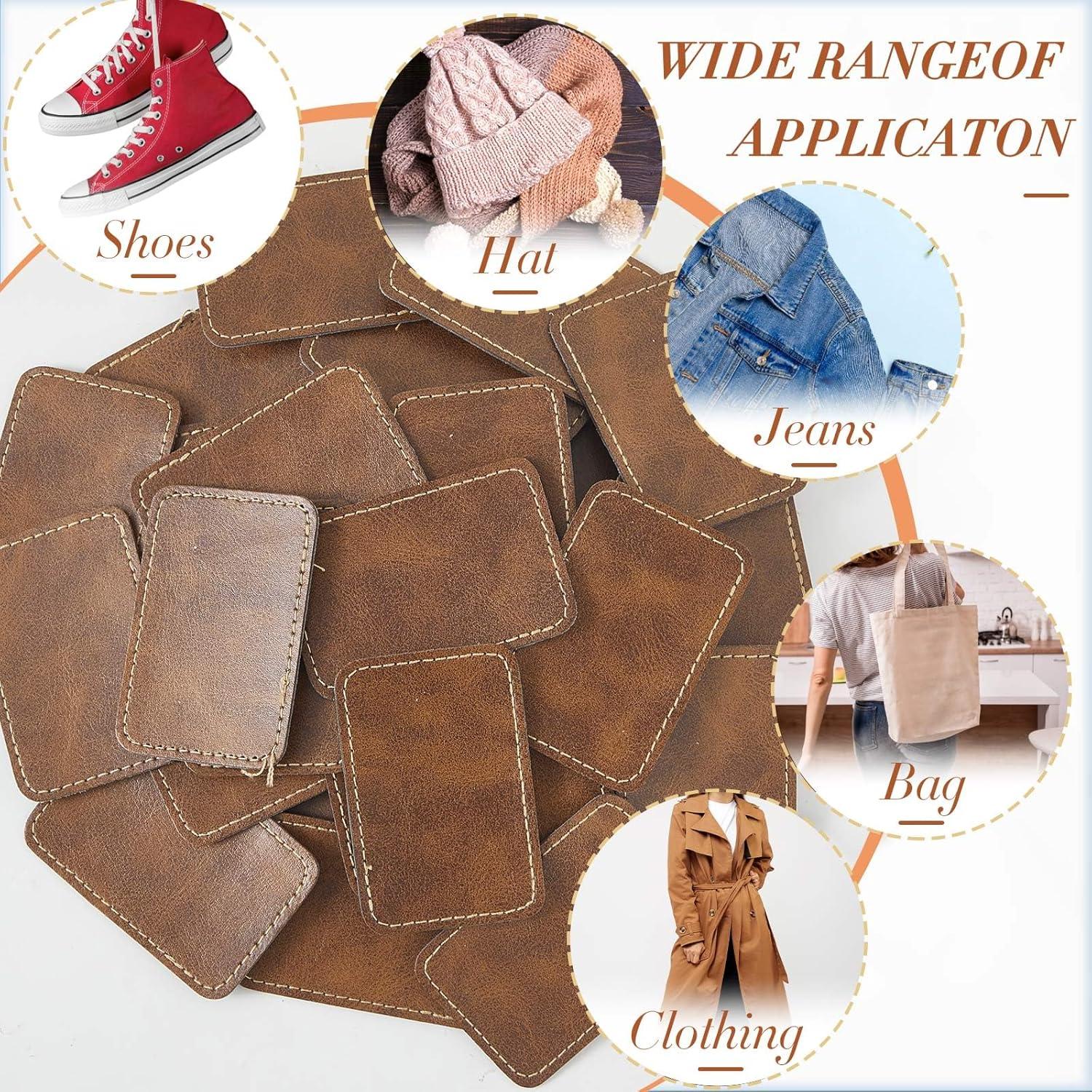 Dunzy 60 Pcs Parches de Cuero Sintético Adhesivos 8.9x6.4cm