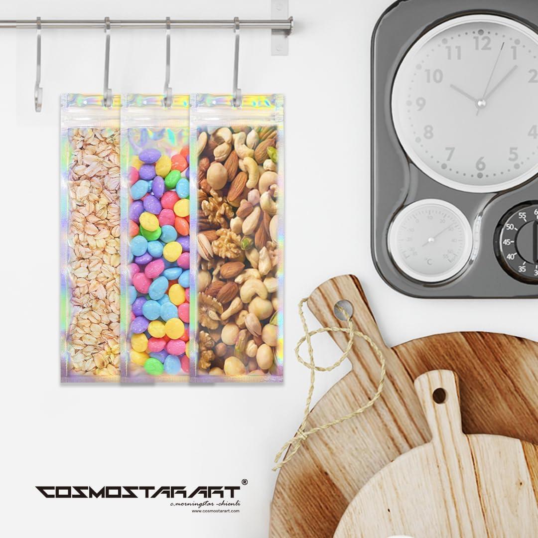 Paquete de 100 Bolsas Holográficas Reutilizables Cosmostarart 6.1x22.9cm