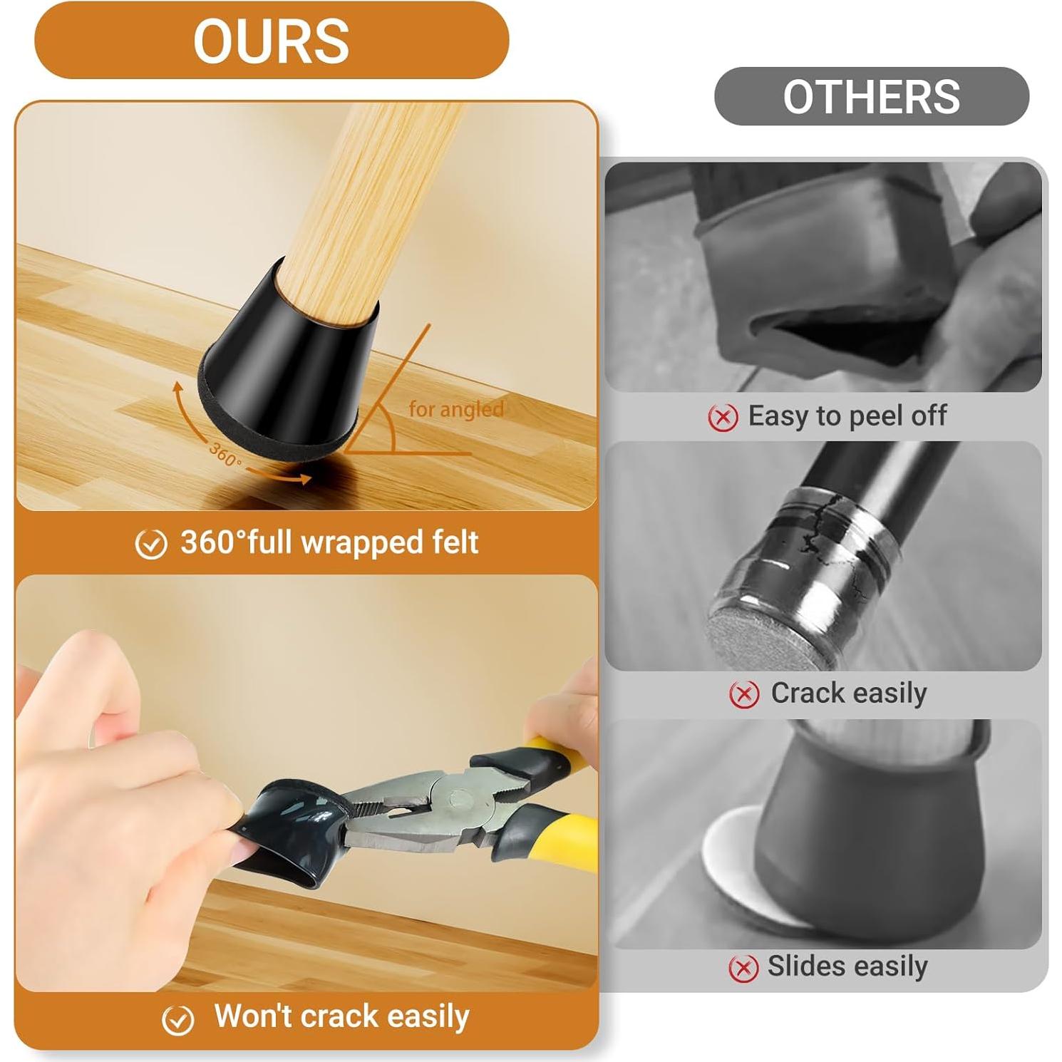 24 Protectores de Suelo para Patas de Silla Meldel - Extra Pequeño