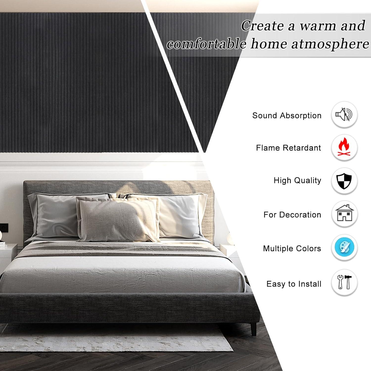 Paquete de 5 Paneles Acústicos de Fieltro 120x60 cm Negro