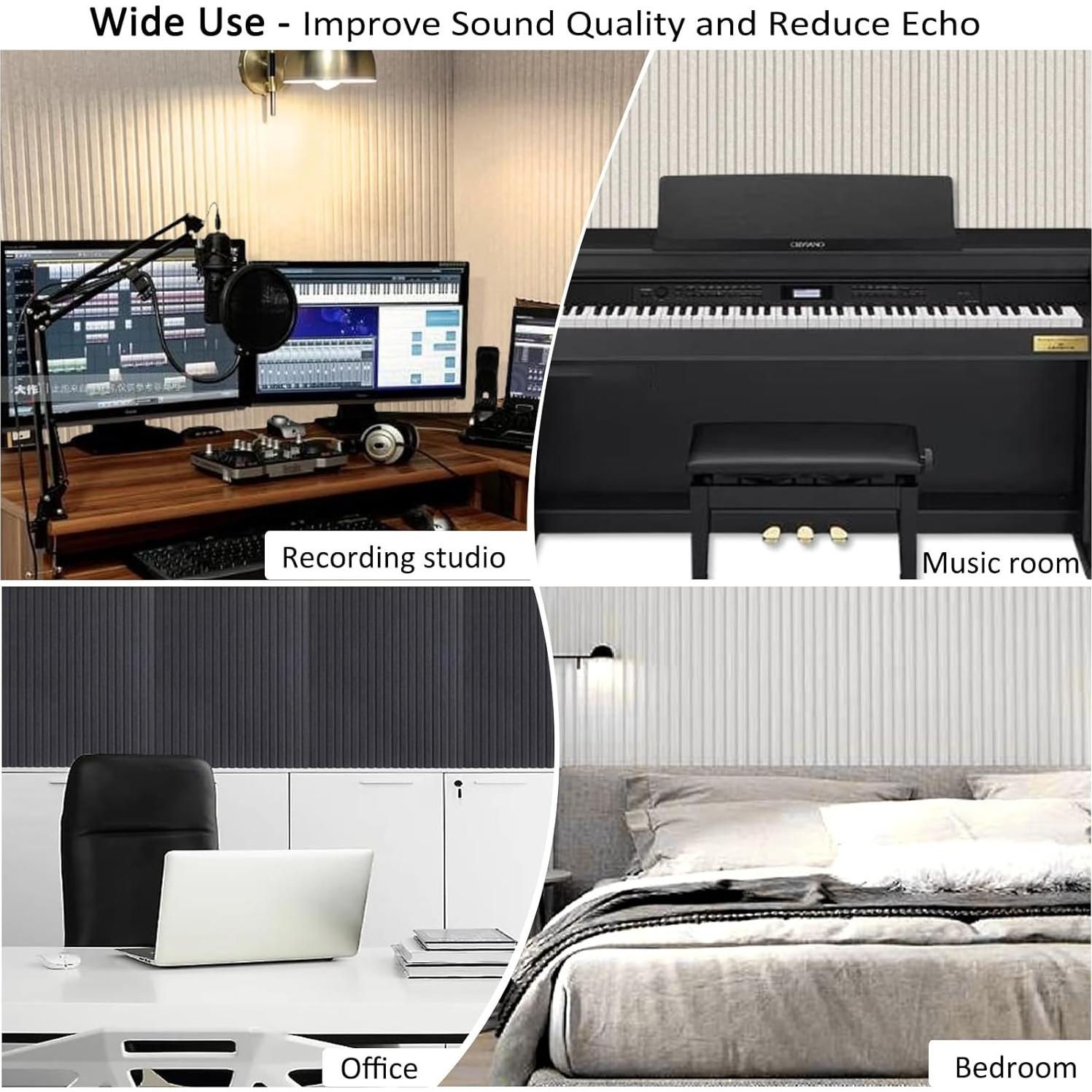 Paquete de 5 Paneles Acústicos de Fieltro 120x60 cm Negro