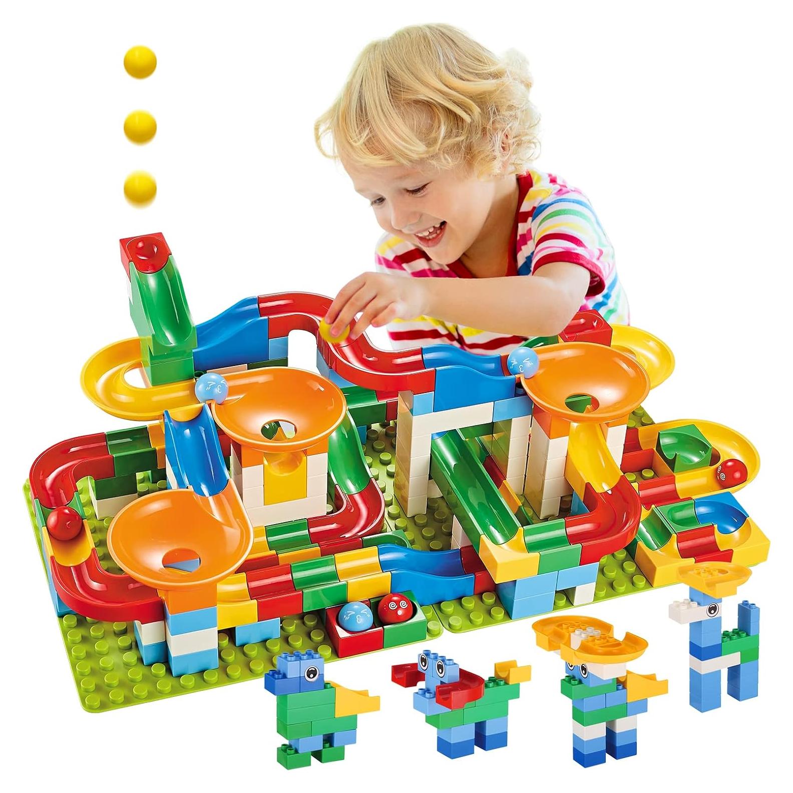 STEM Learning Toys,176 Pcs Marble Runs for Kids 4-8,Marble Run Building Blocks Classic Marble Track for Boys Girls Toddler Age 3,4,5,6,7,8+