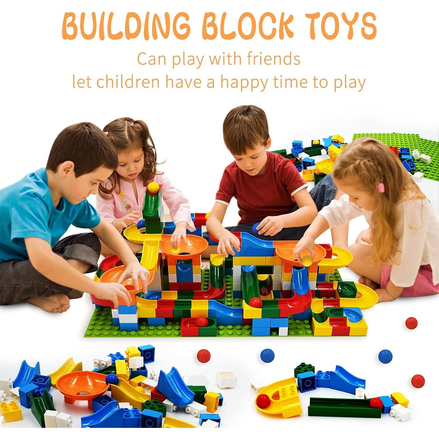 STEM Learning Toys,176 Pcs Marble Runs for Kids 4-8,Marble Run Building Blocks Classic Marble Track for Boys Girls Toddler Age 3,4,5,6,7,8+