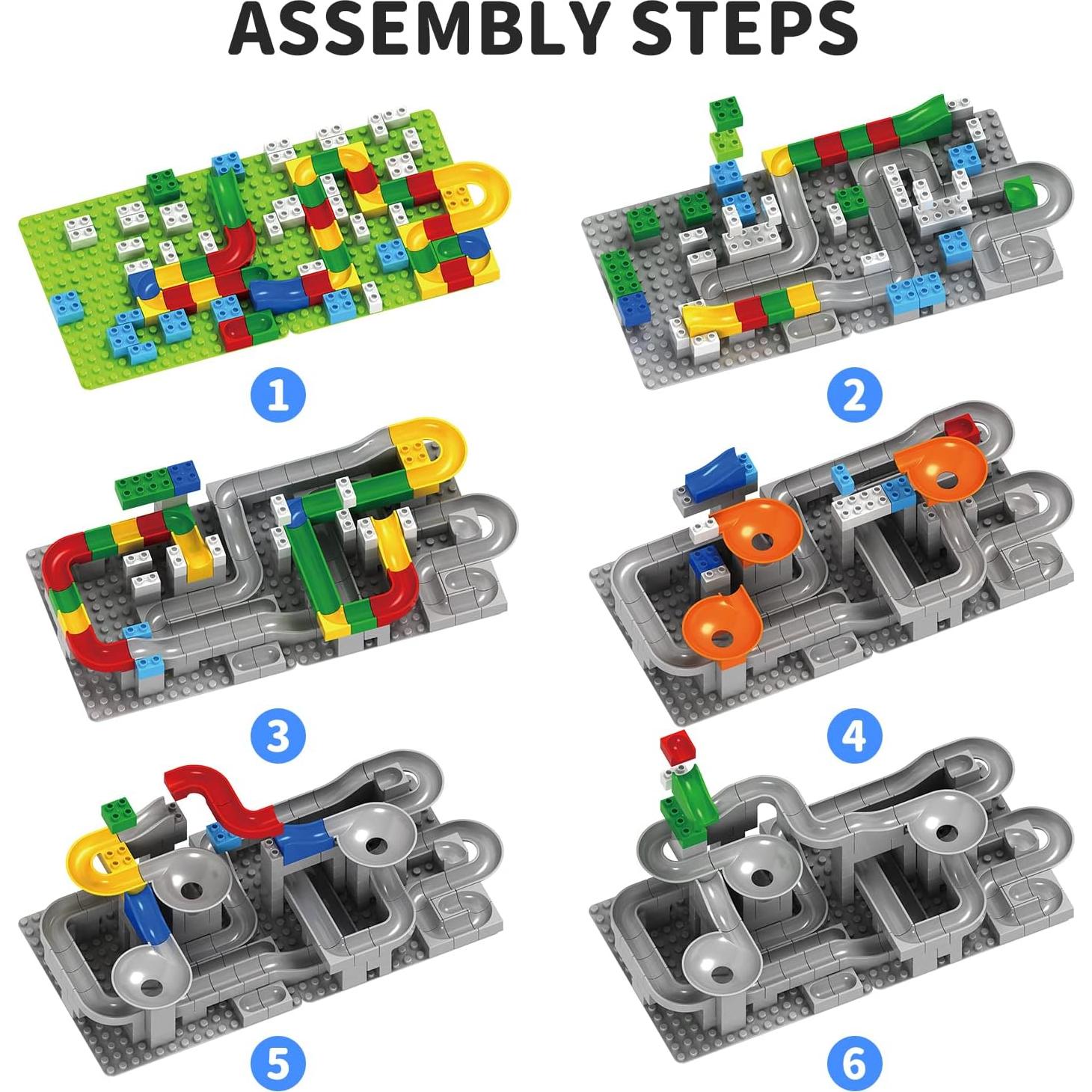 STEM Learning Toys,176 Pcs Marble Runs for Kids 4-8,Marble Run Building Blocks Classic Marble Track for Boys Girls Toddler Age 3,4,5,6,7,8+