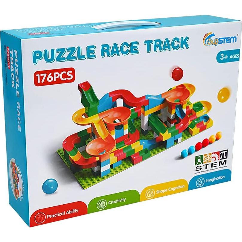 STEM Learning Toys,176 Pcs Marble Runs for Kids 4-8,Marble Run Building Blocks Classic Marble Track for Boys Girls Toddler Age 3,4,5,6,7,8+