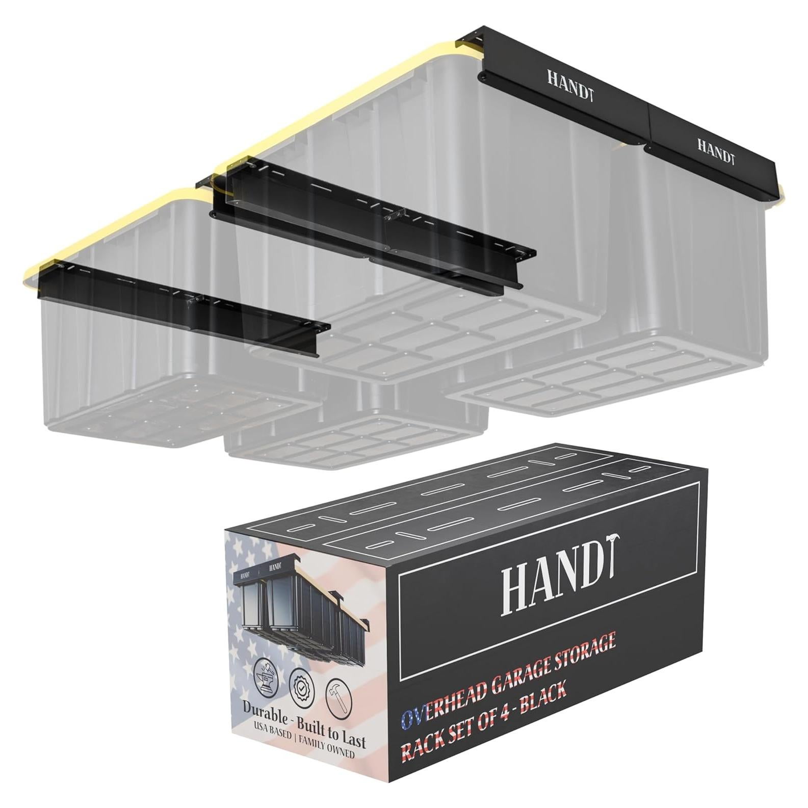 Estante de Almacenamiento en Techo HANDT 4 Juegos Negro 102L