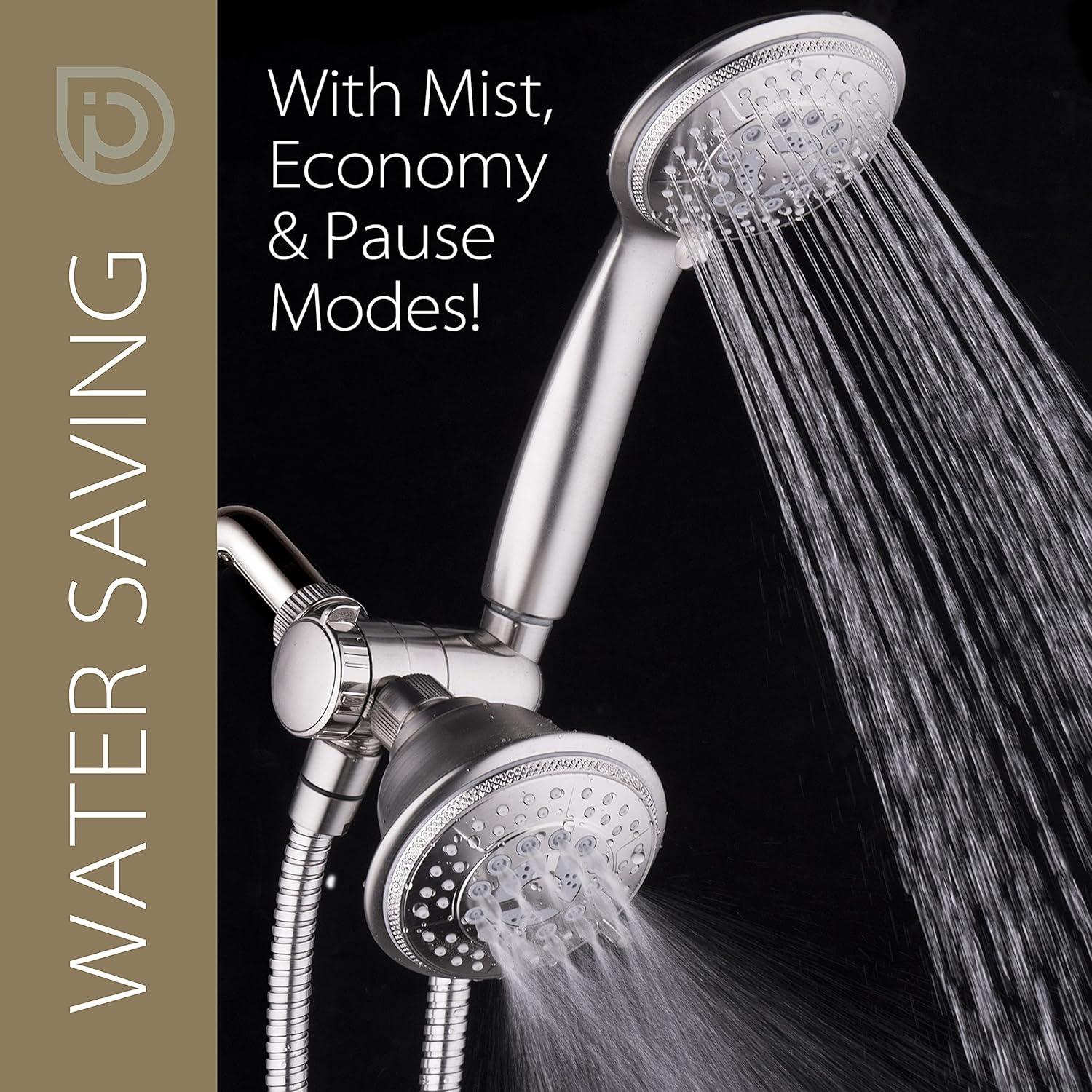 Cabezal de Ducha Hydroluxe Combo 3 Vías Niquel 24 Configuraciones