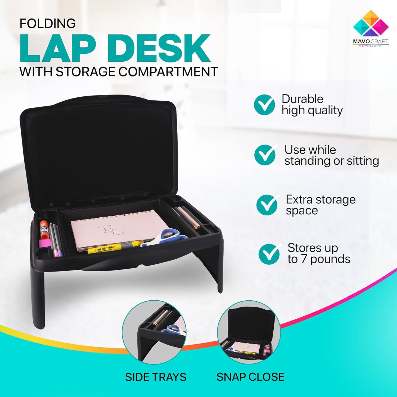 Escritorio Plegable Mavo Craft Negro con Almacenamiento 44.5x30.5 cm