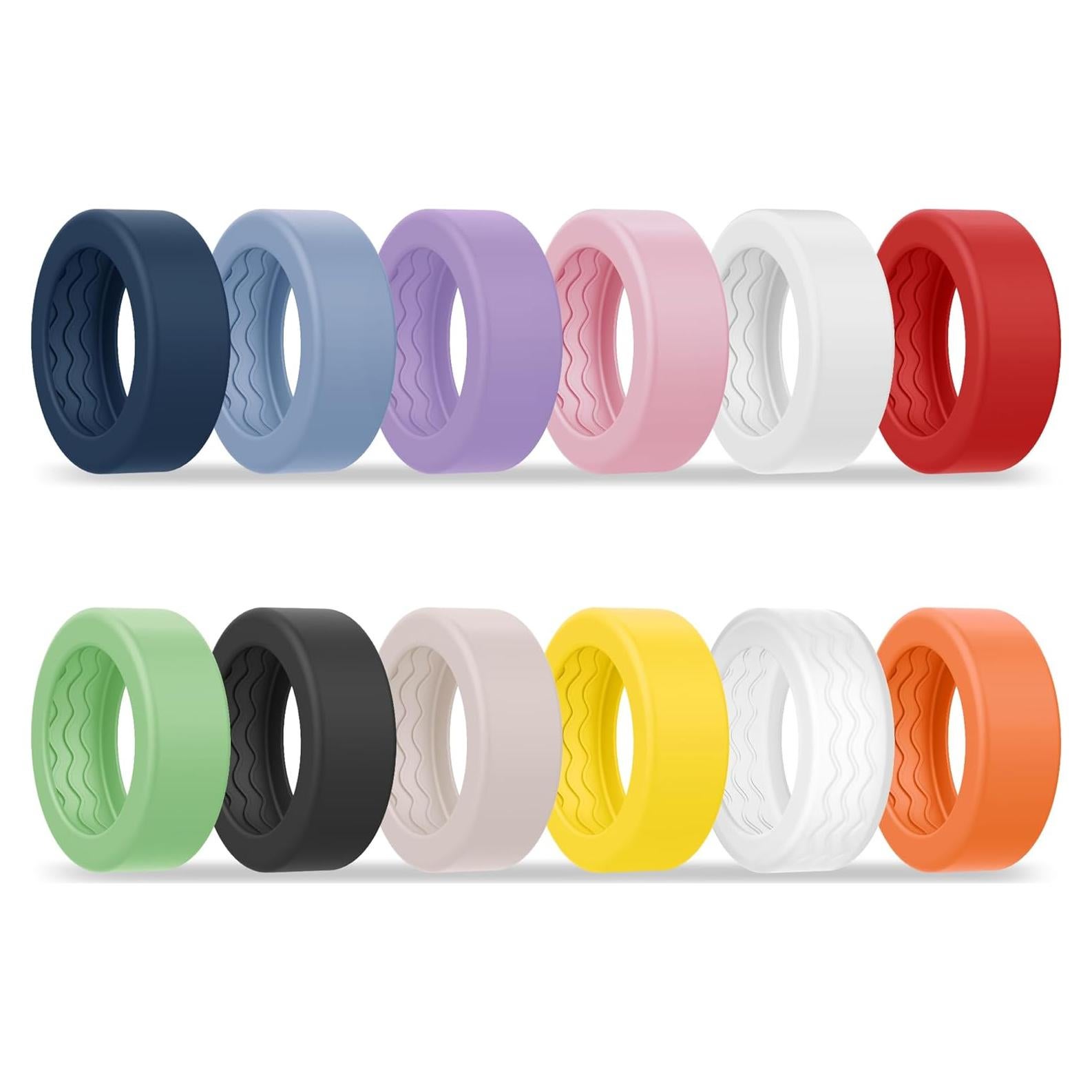 12 Pack Cover Compatible with Oura Ring 4/Gen3/Samsung Galaxy Ring/UltraHuman/RingConn Gen 2 Air/2/1, Silicone Anti-Slip Wave Texture Anti-Scratch Protector Case for Working Out Gym
