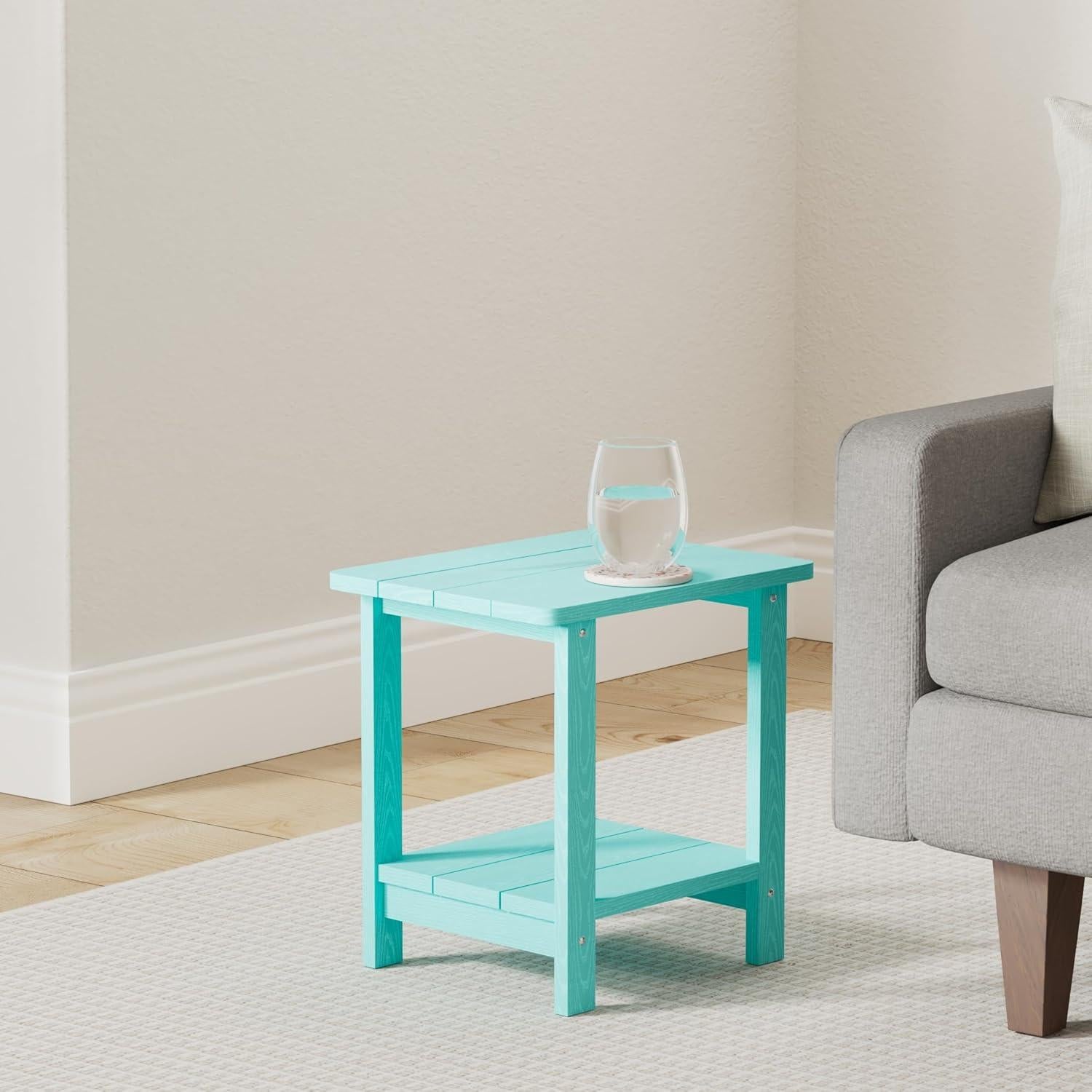 Mesa Lateral Exterior LUE BONA Azul Aruba HDPS 2 Niveles