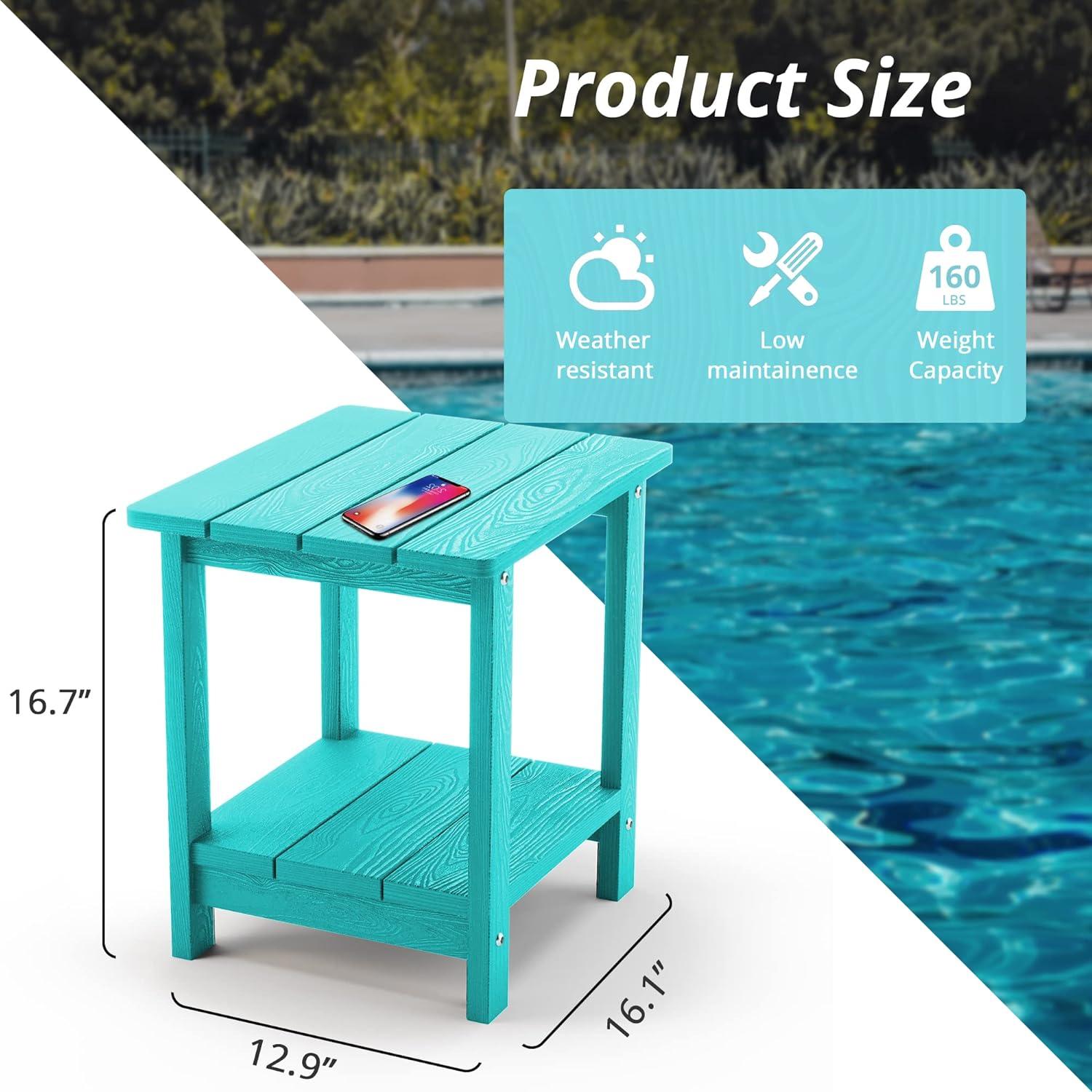 Mesa Lateral Exterior LUE BONA Azul Aruba HDPS 2 Niveles